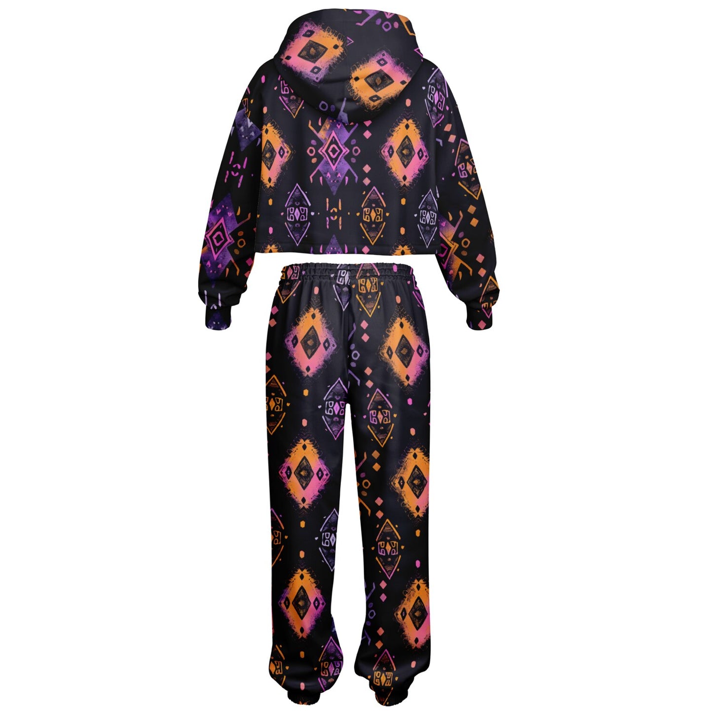 Women's Urban Pop Art African Mud Cloth Tracksuit, Tie-Dye Ethnic Twist Hoodie Set