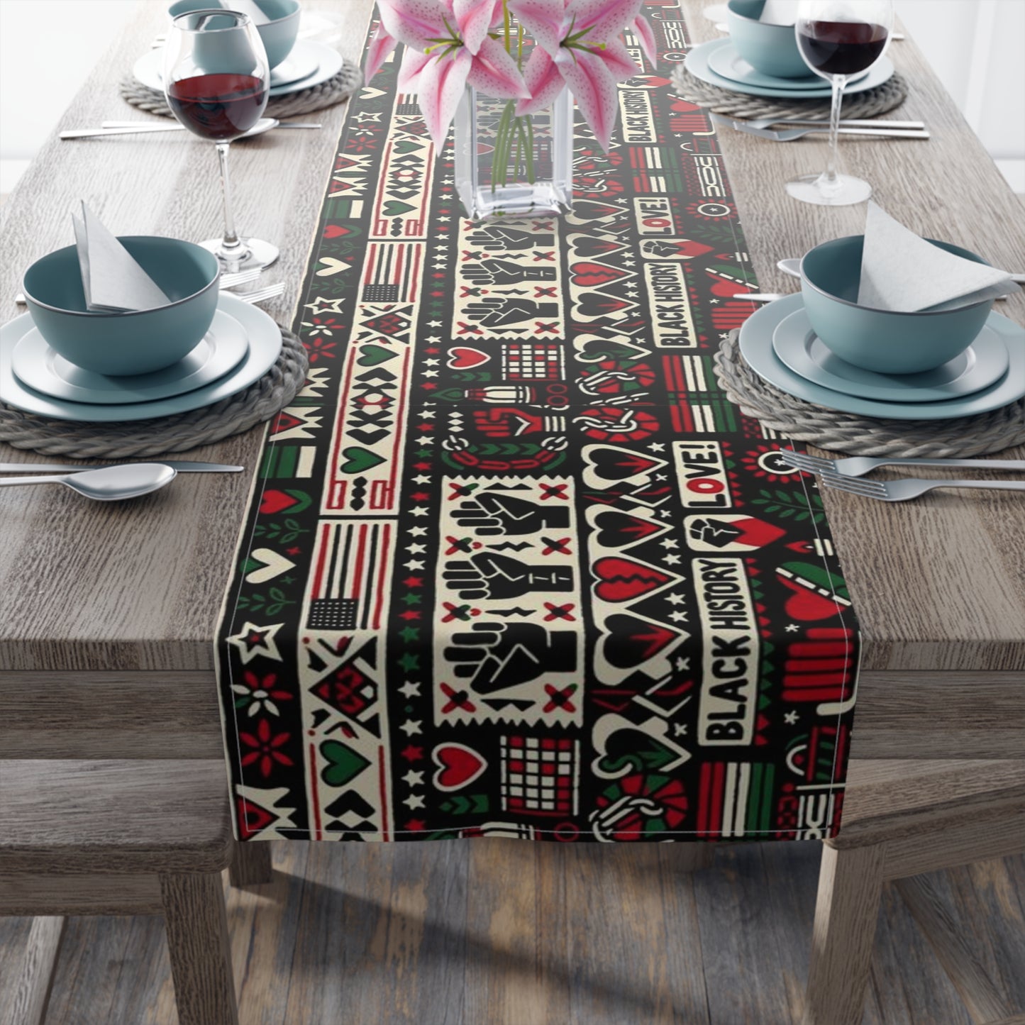 Black History Month Themed Reuseable Table Runner, Celebrate History Table Decor