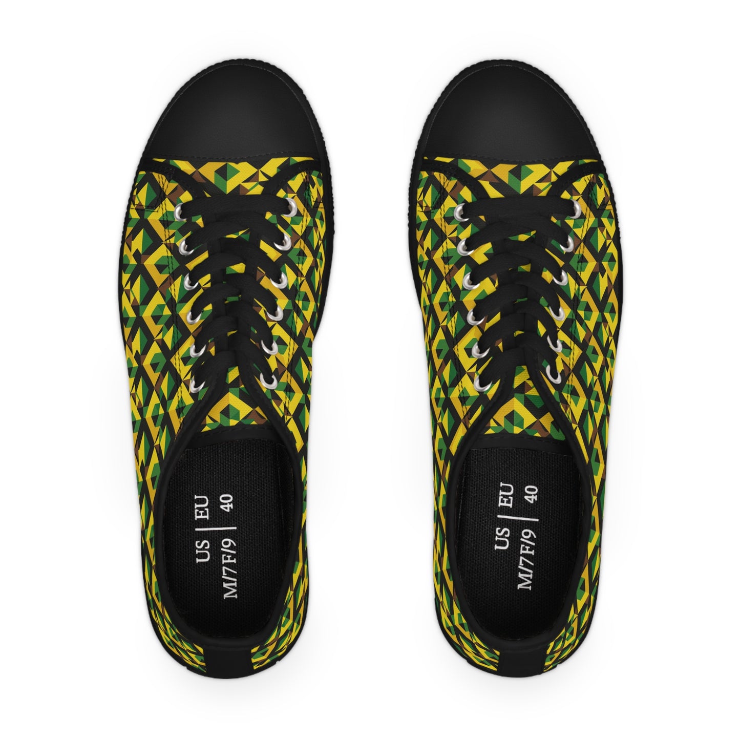 Jamaican Rhythm Women's Low Top Shoes, Jamaican Flag Sneakers, Caribbean Inspired Footwear