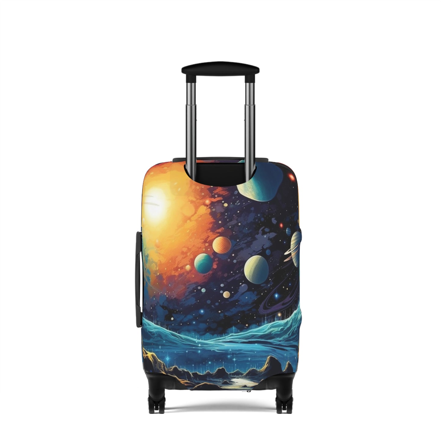 Cosmic Adventure Luggage Cover - Space Exploration Suitcase Protector - Galactic Travel Accessory