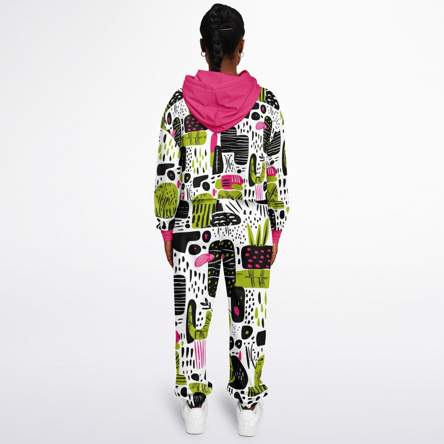 Women's Abstract African Print Fusion Dance Hoodie & Jogger Set, Urban Streetwear