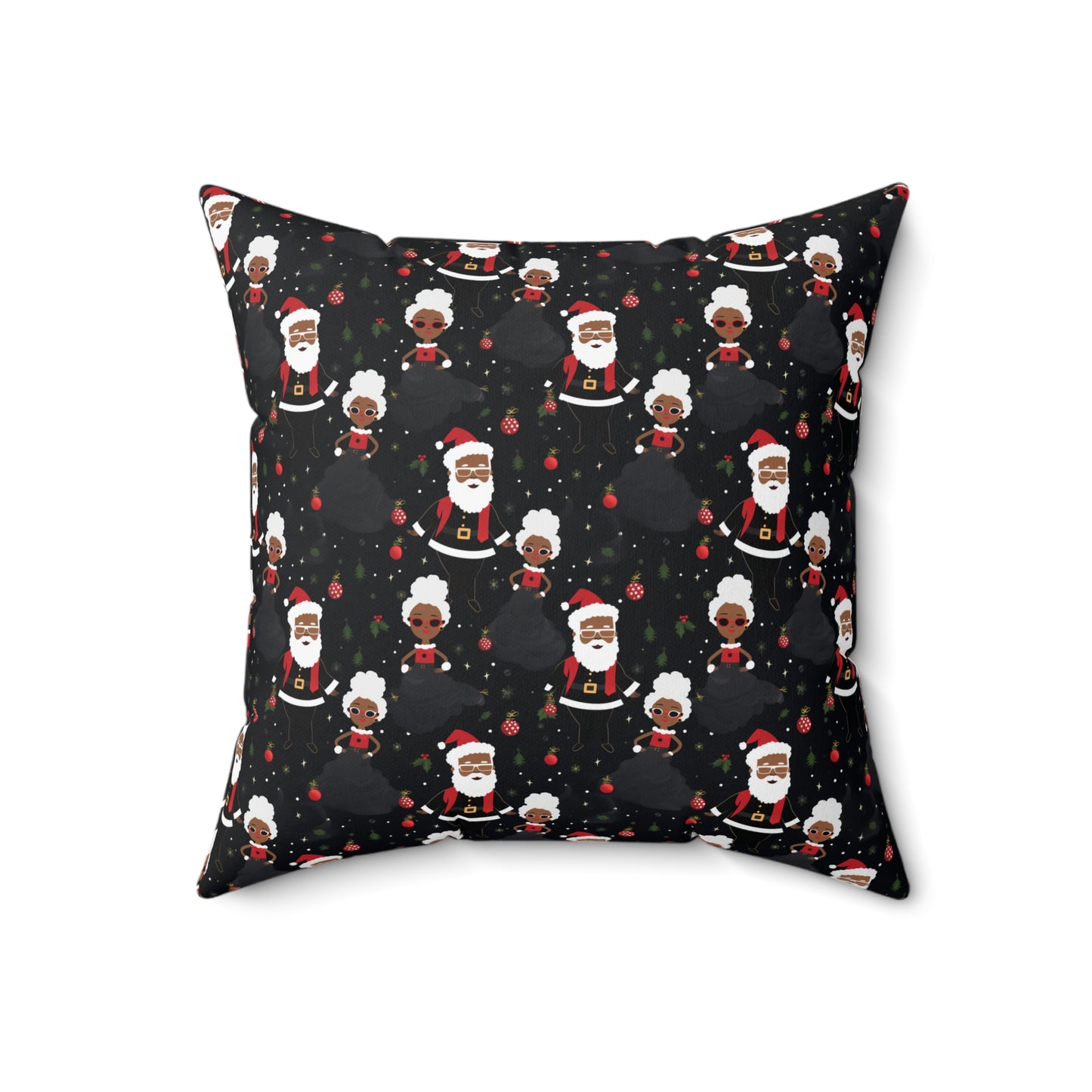 Black Santa & Black Mrs. Claus Christmas Decorative Pillow