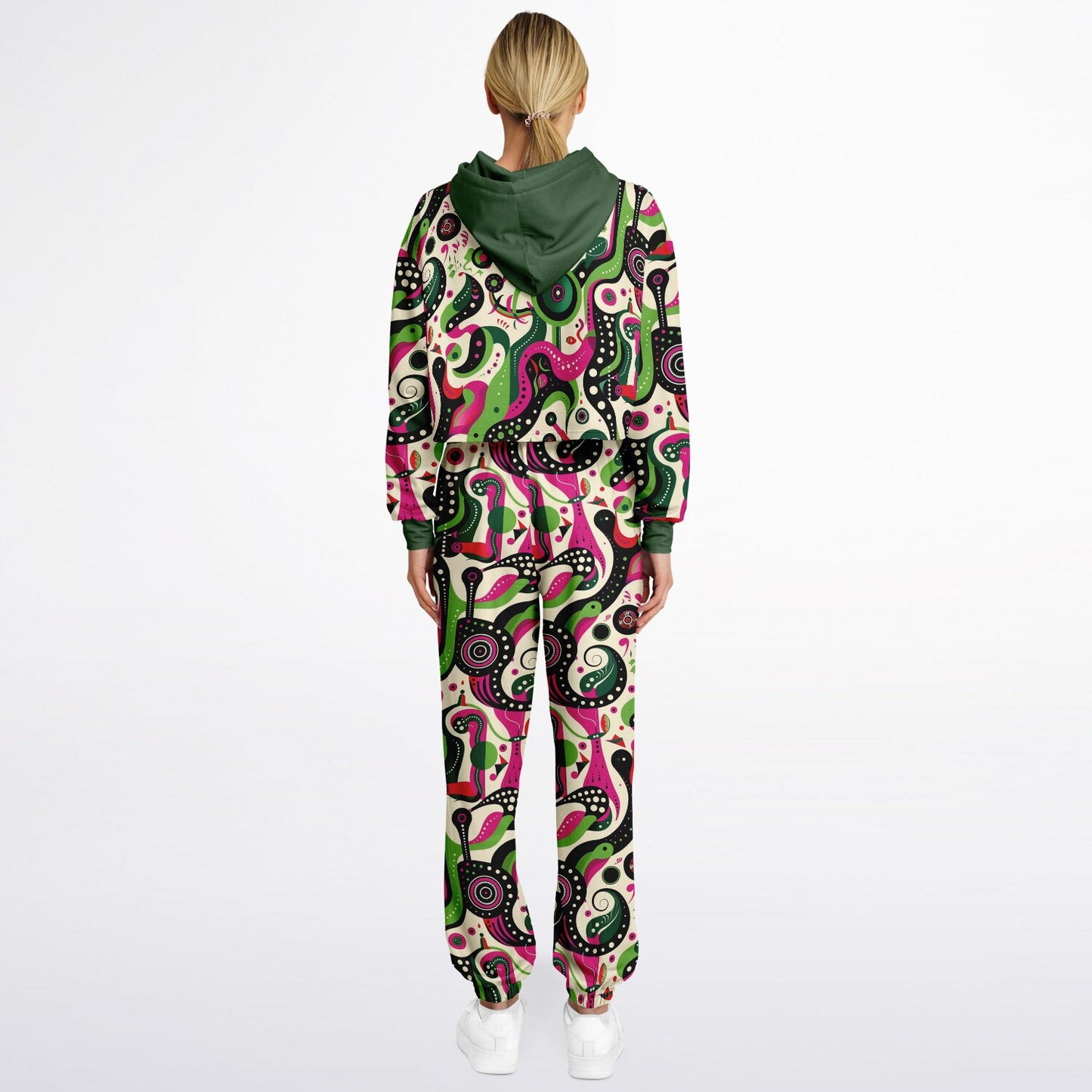 Women's Psychedelic Pop Art Fashion Dance Hoodie & Sweatpants Set, Bold Abstract Design