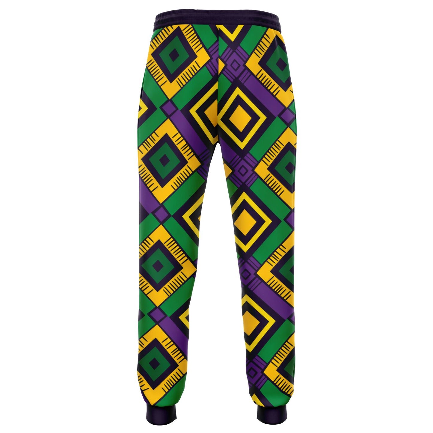 Athletic African Kente Mardi Gras Unisex Joggers, Festive Carnival Themed Pants