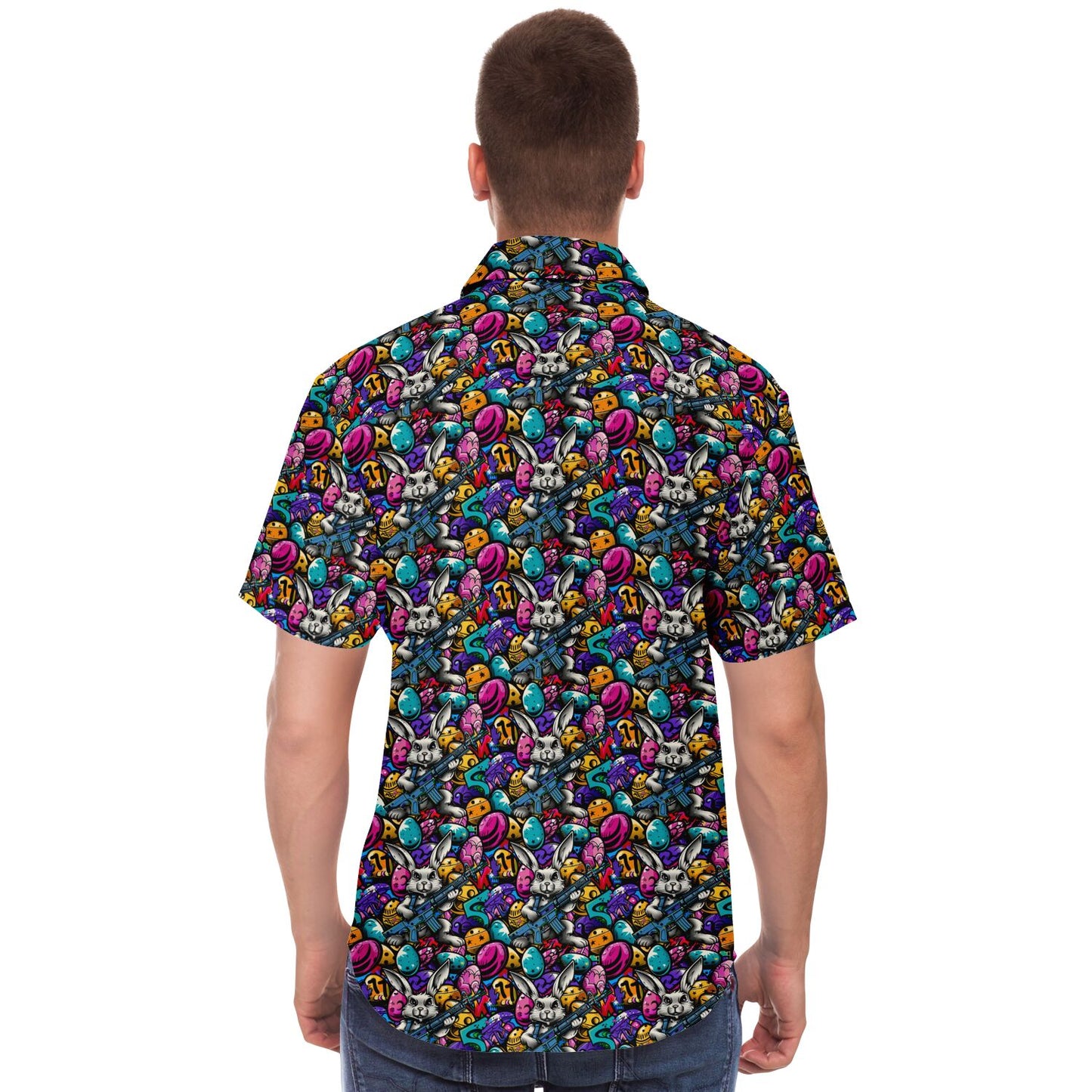 Tactical Easter Hop: Street Art Edition Men's Button-Down Shirt