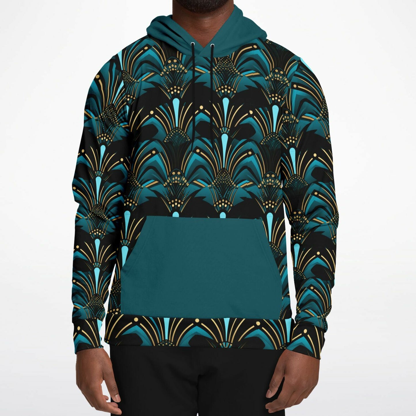 Zanzibar Blue & Ebony Black African Print Unisex Hoodie