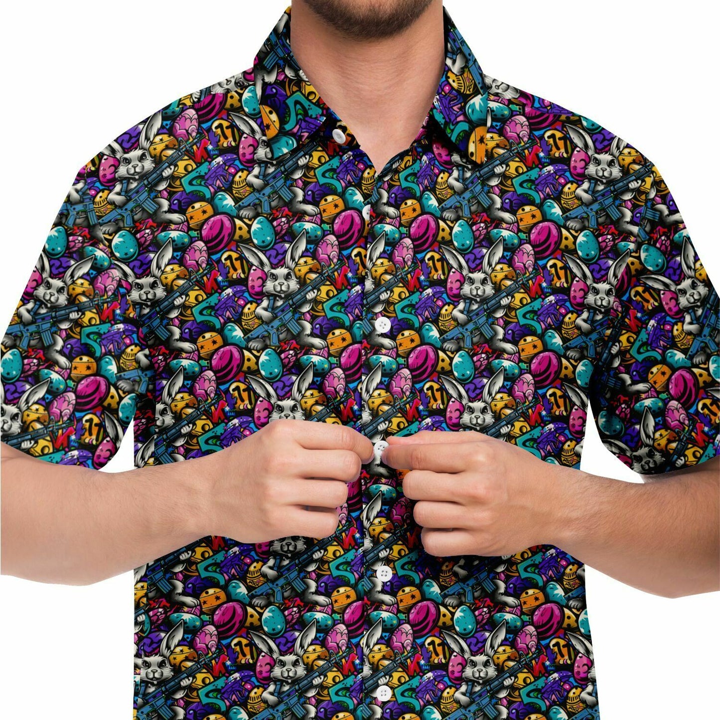 Tactical Easter Hop: Street Art Edition Men's Button-Down Shirt