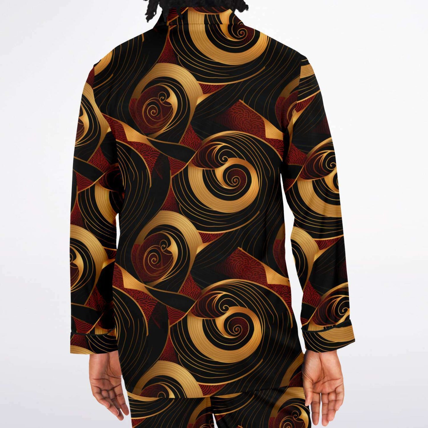 Crimson & Gold Mens African Ankara Print Satin Pajama Set