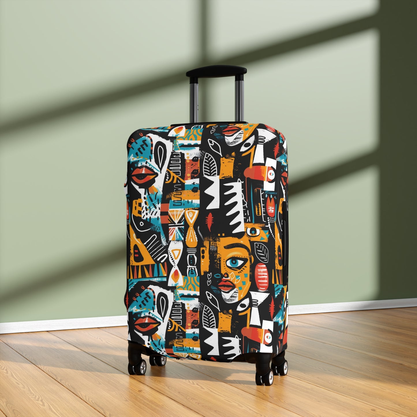 African Tribal Art Luggage Cover, Ethnic Print Suitcase Protector