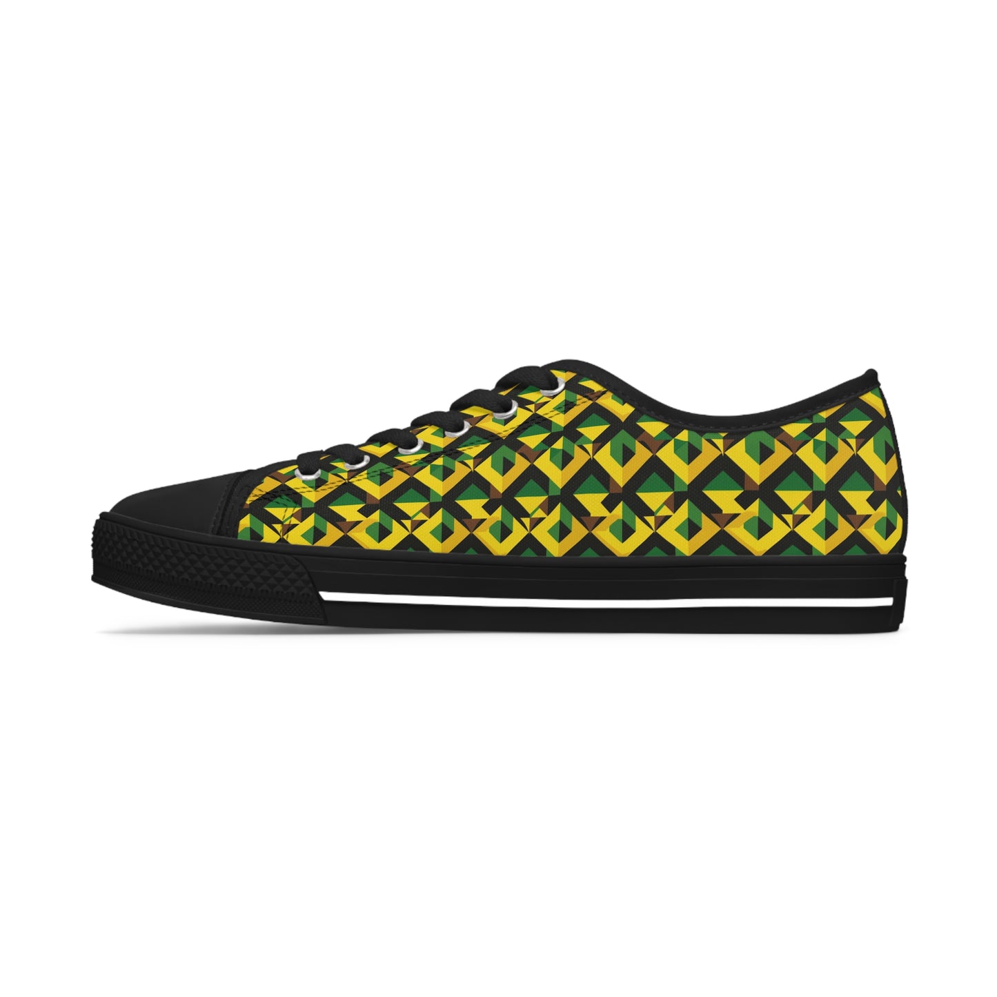 Jamaican Rhythm Women's Low Top Shoes, Jamaican Flag Sneakers, Caribbean Inspired Footwear