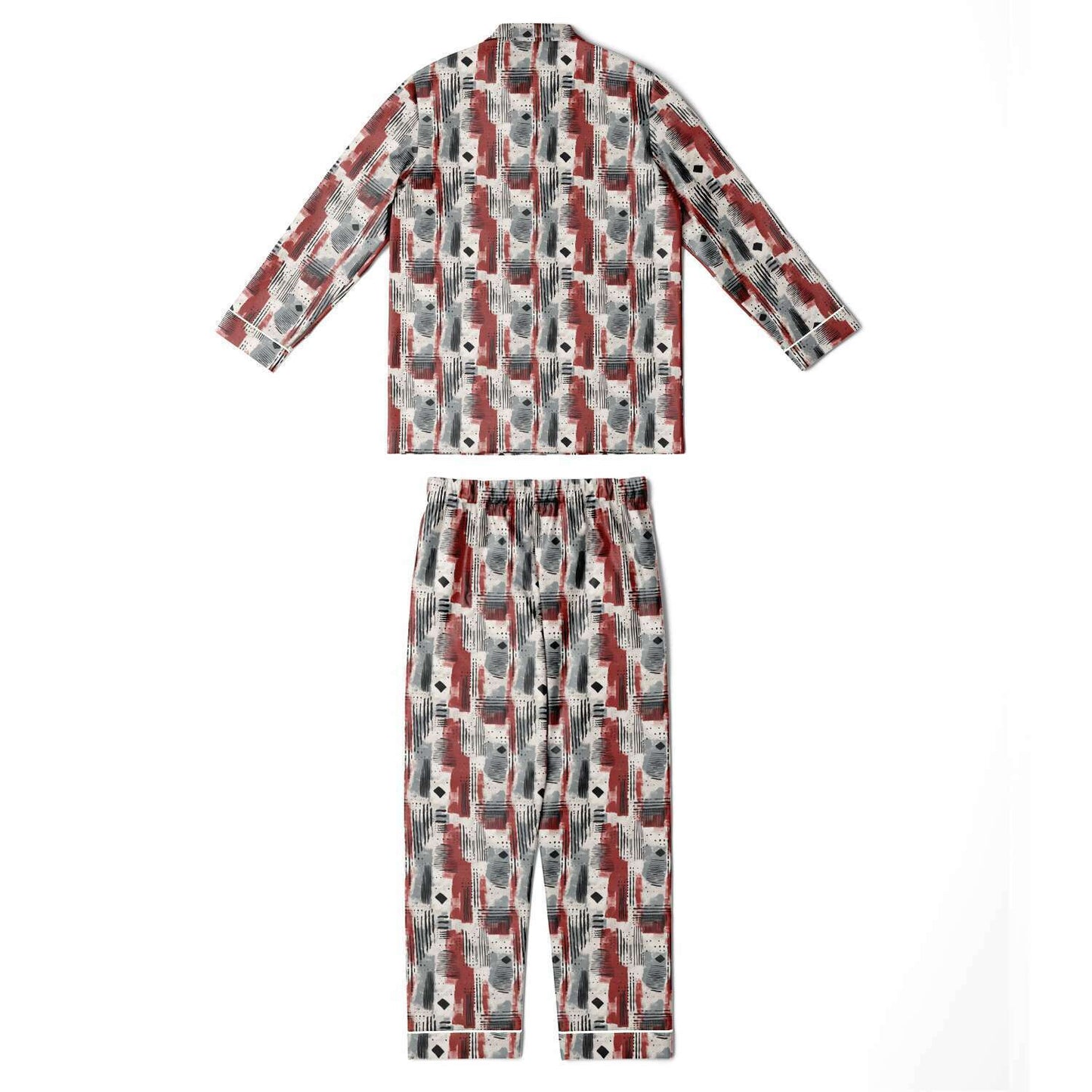 African Kente Print Men's Satin Pajama Set,  Big & Tall Satin Men's African Print Cozy Men's Loungewear