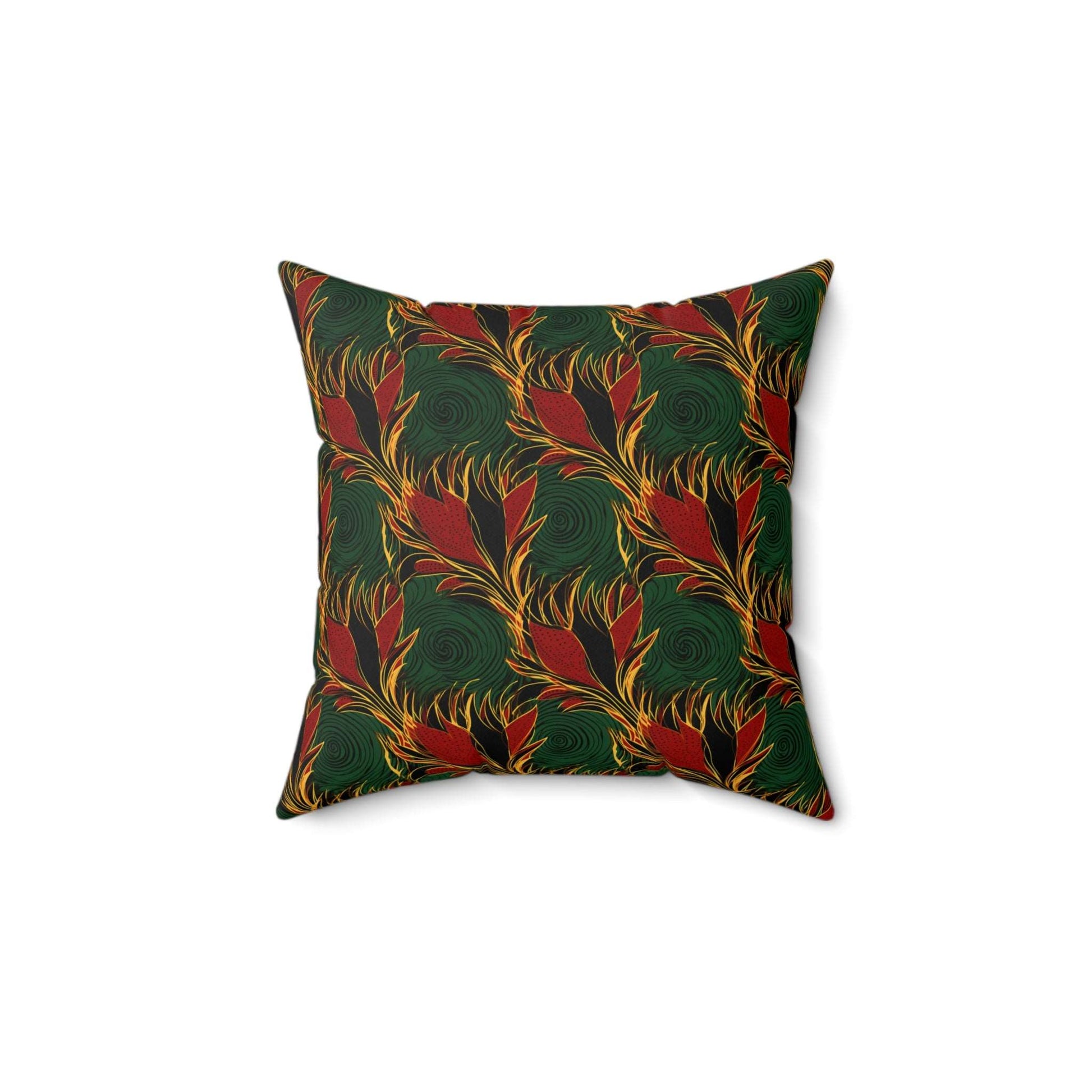 African Wax Print Ankara Home Decor, Green, Gold, Black, Red African Print Pillow