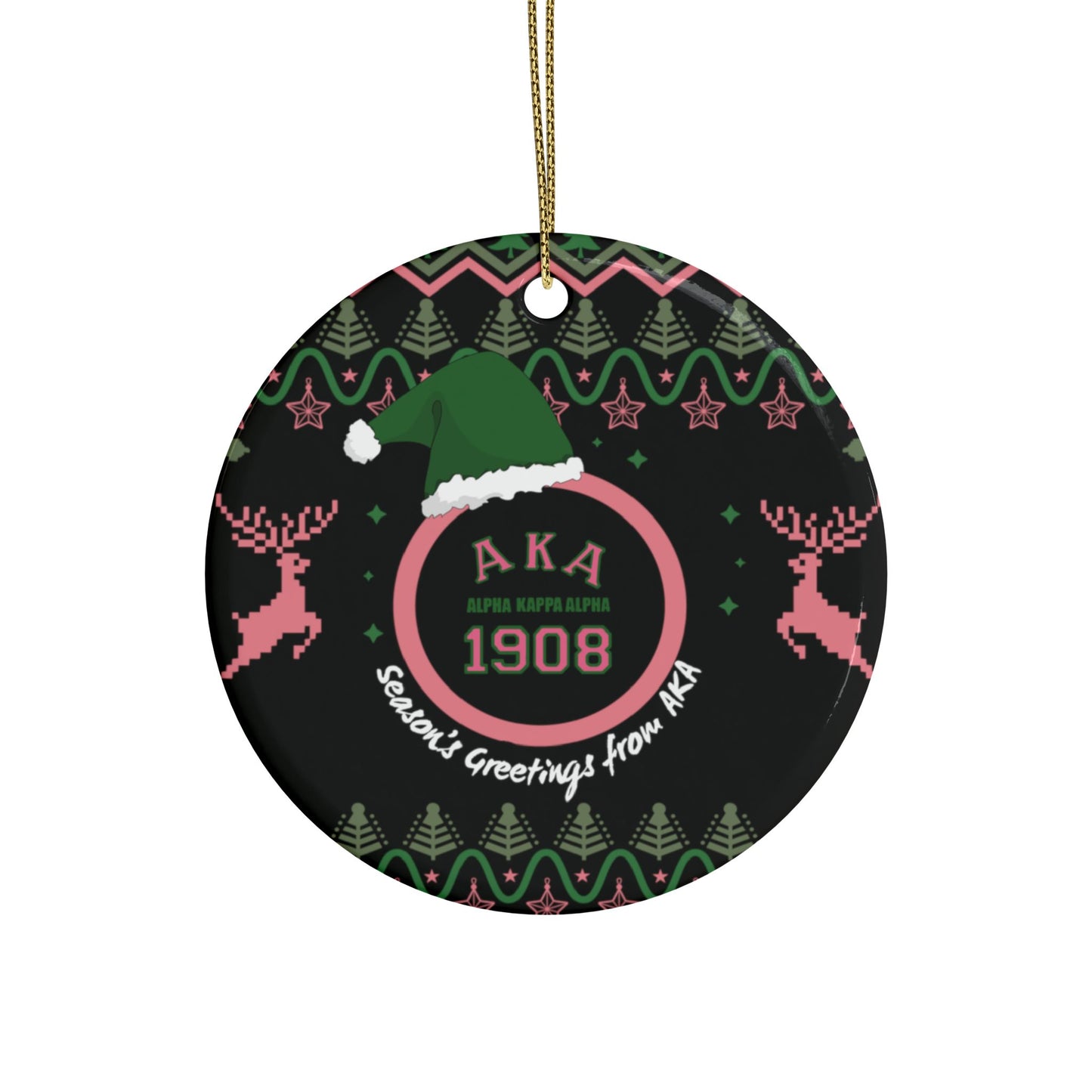 AKA 1908 Pink & Green Holiday Ceramic Ornaments, 1pcs, 5pcs, 10pcs, 20pcs