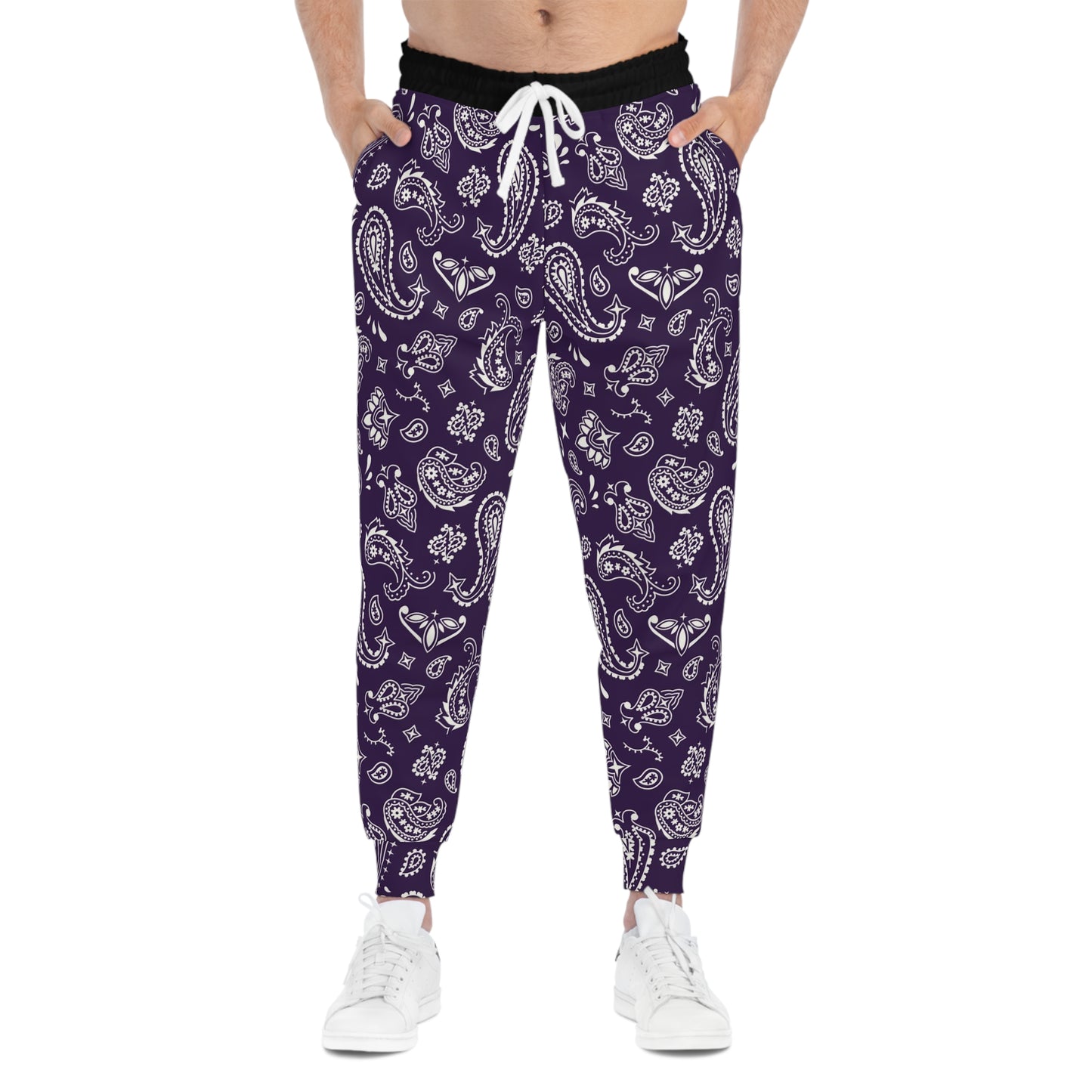 Purple Bandana Print Joggers, Purple Queen Themed Joggers