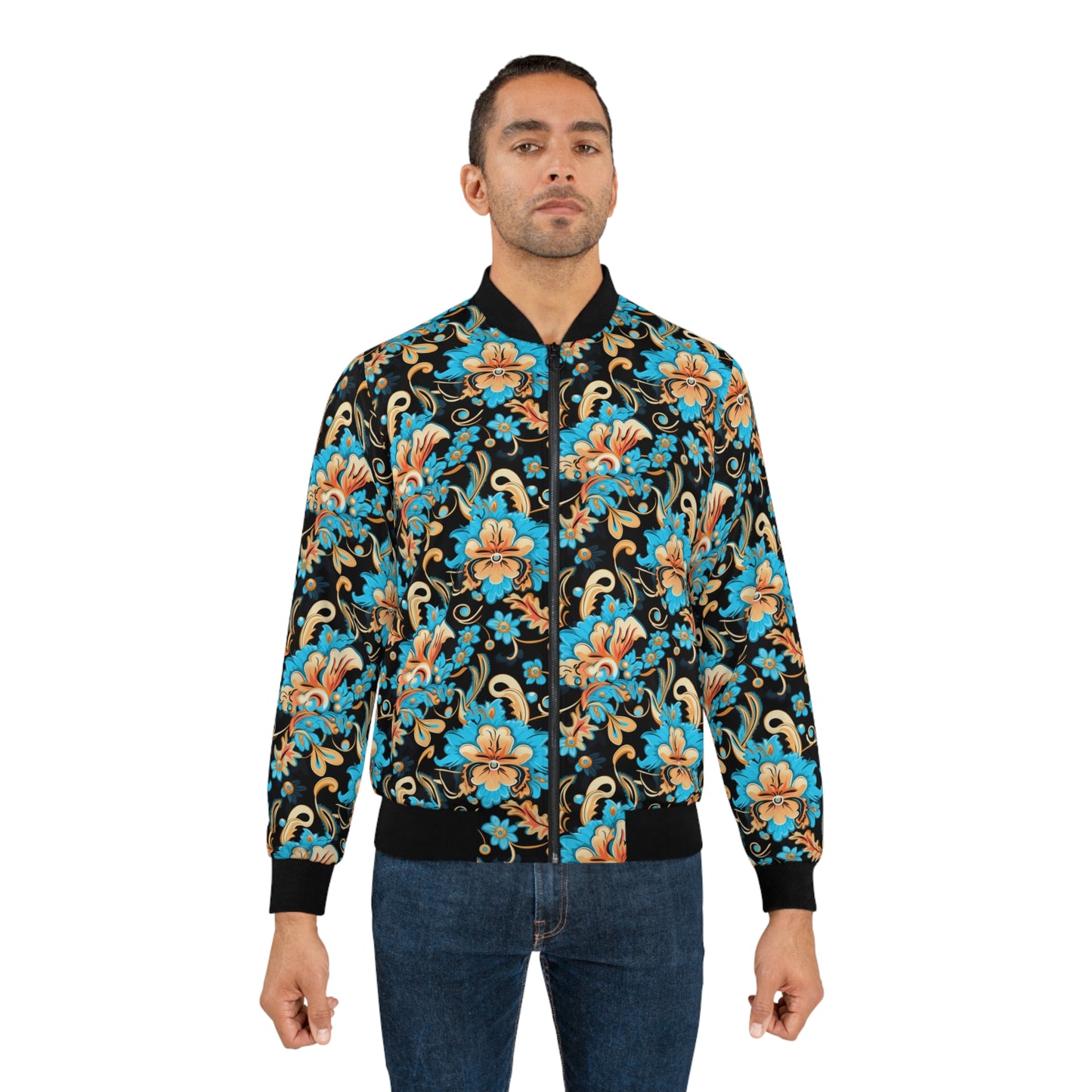 Luxury Streetwear Men's Bomber Jacket, Bold Colorful Pattern