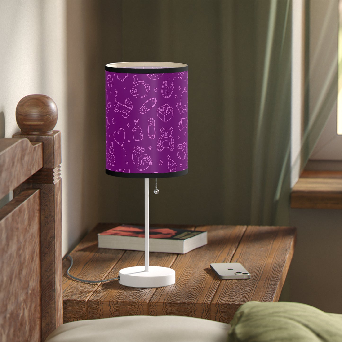 Purple and Punk Baby Themed Table Lamp, Purple Pink Nursery Table Lamp, Baby Shower Gift