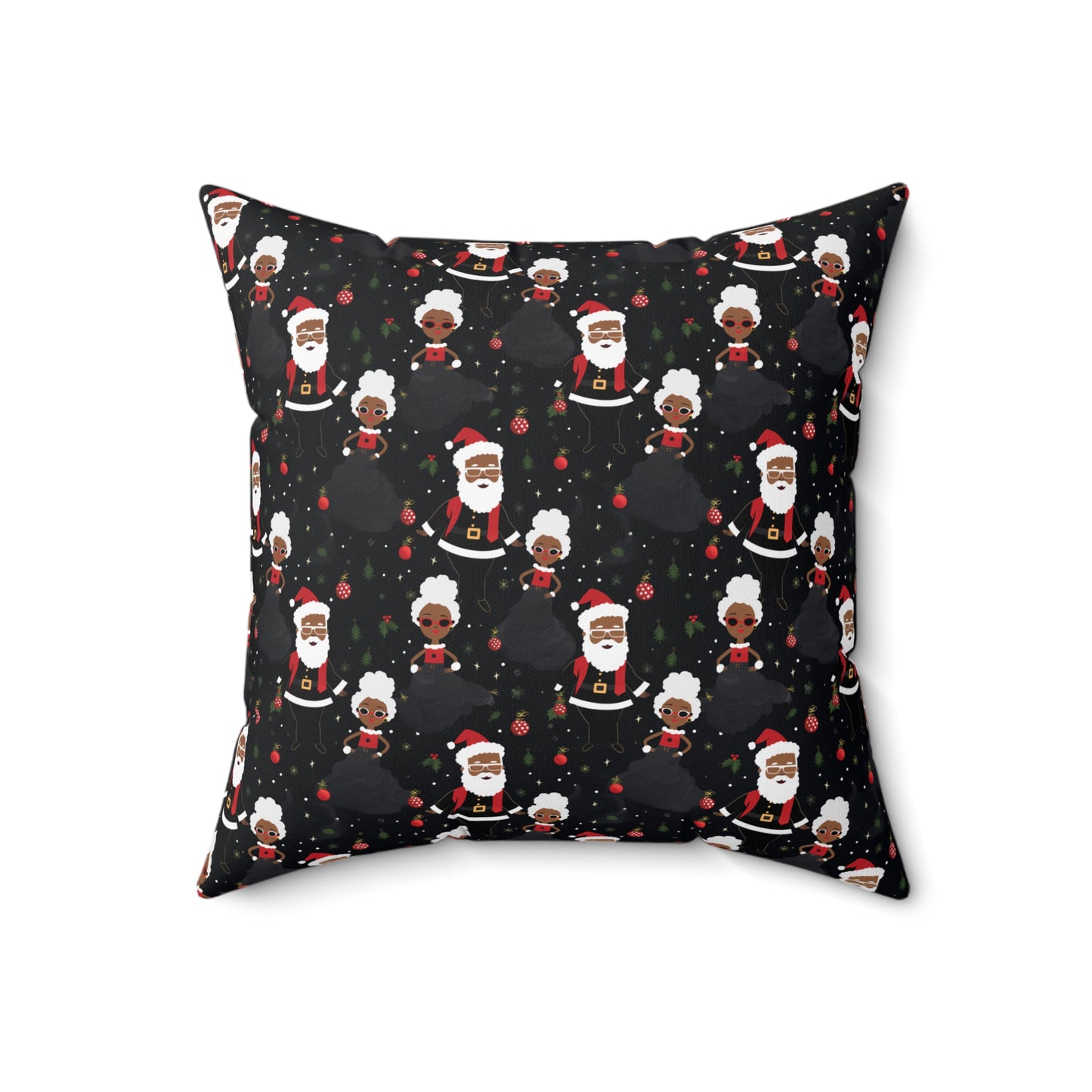 Black Santa & Black Mrs. Claus Christmas Decorative Pillow