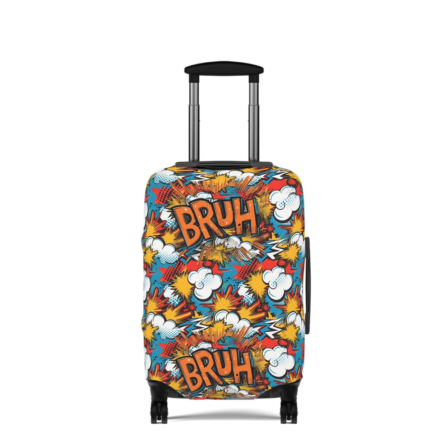 Comic Book Explosion "Bruh Moment" Luggage Cover, Pop Art Style Suitcase Protector