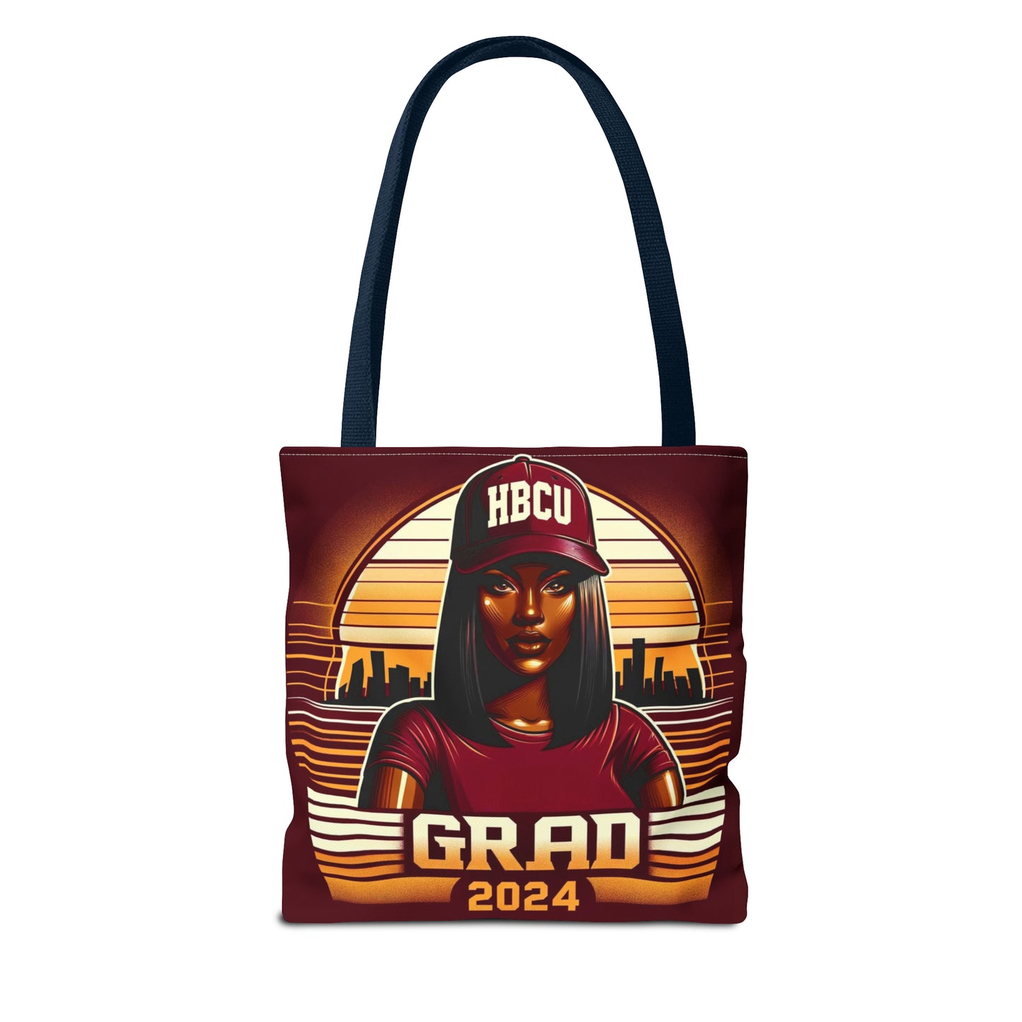 HBCU Grad Pride 2024 Grad Theme Polyester Tote Bag, Class of 2024 Afrocentric Carryall Bag