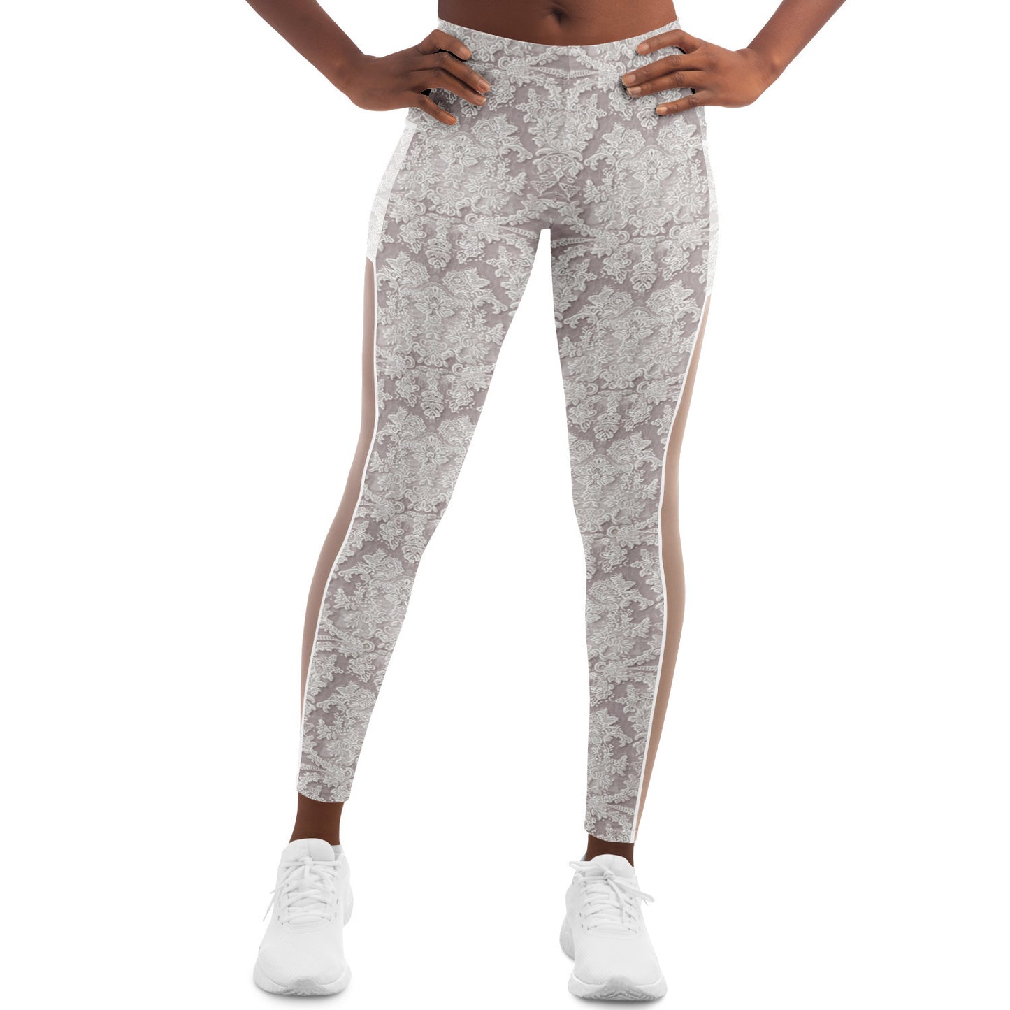 Lace Illusion Mesh Pocket Leggings, Functional Elegance, Squat Proof Active Wear