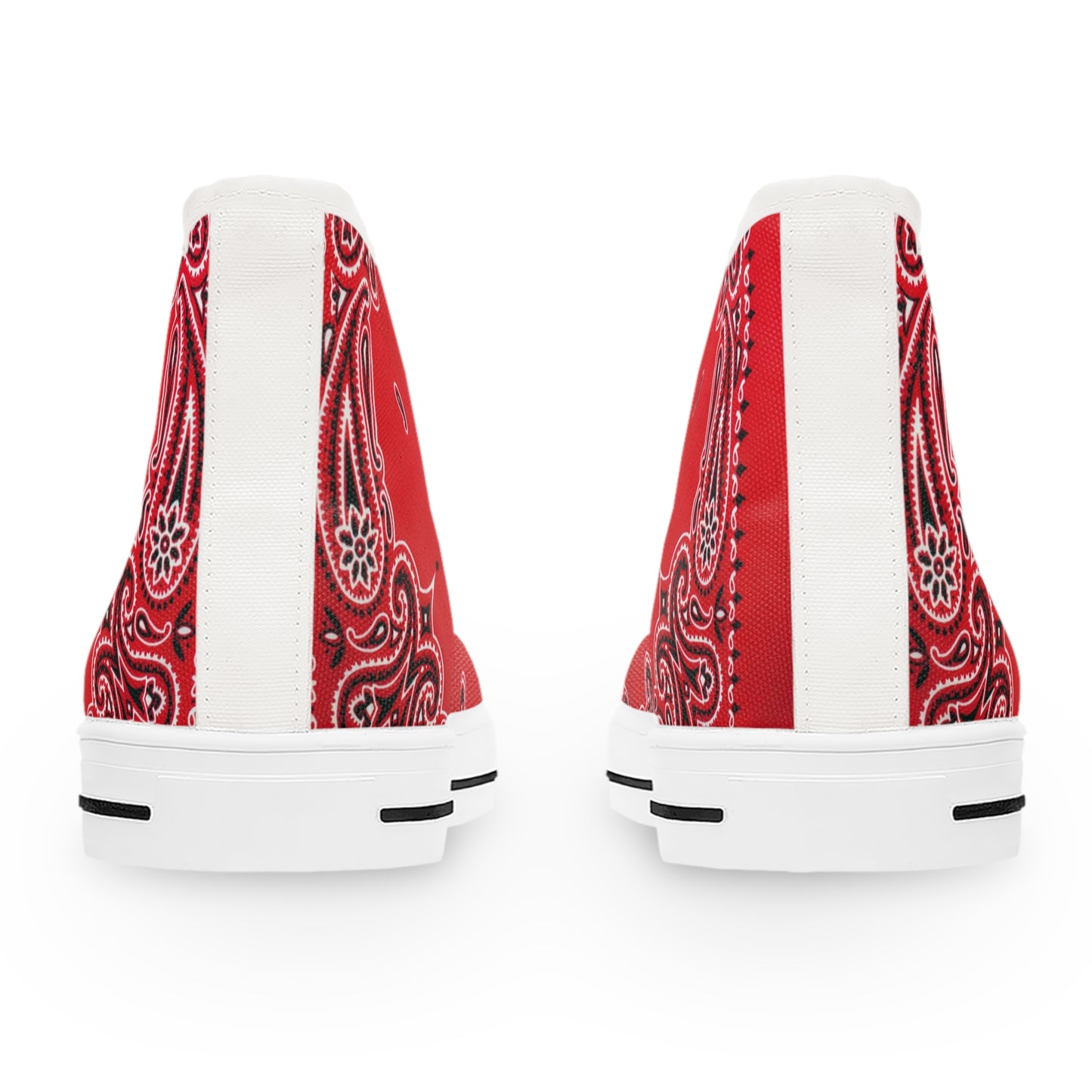 Red Bandana Paisley Print Women's High Top Sneakers