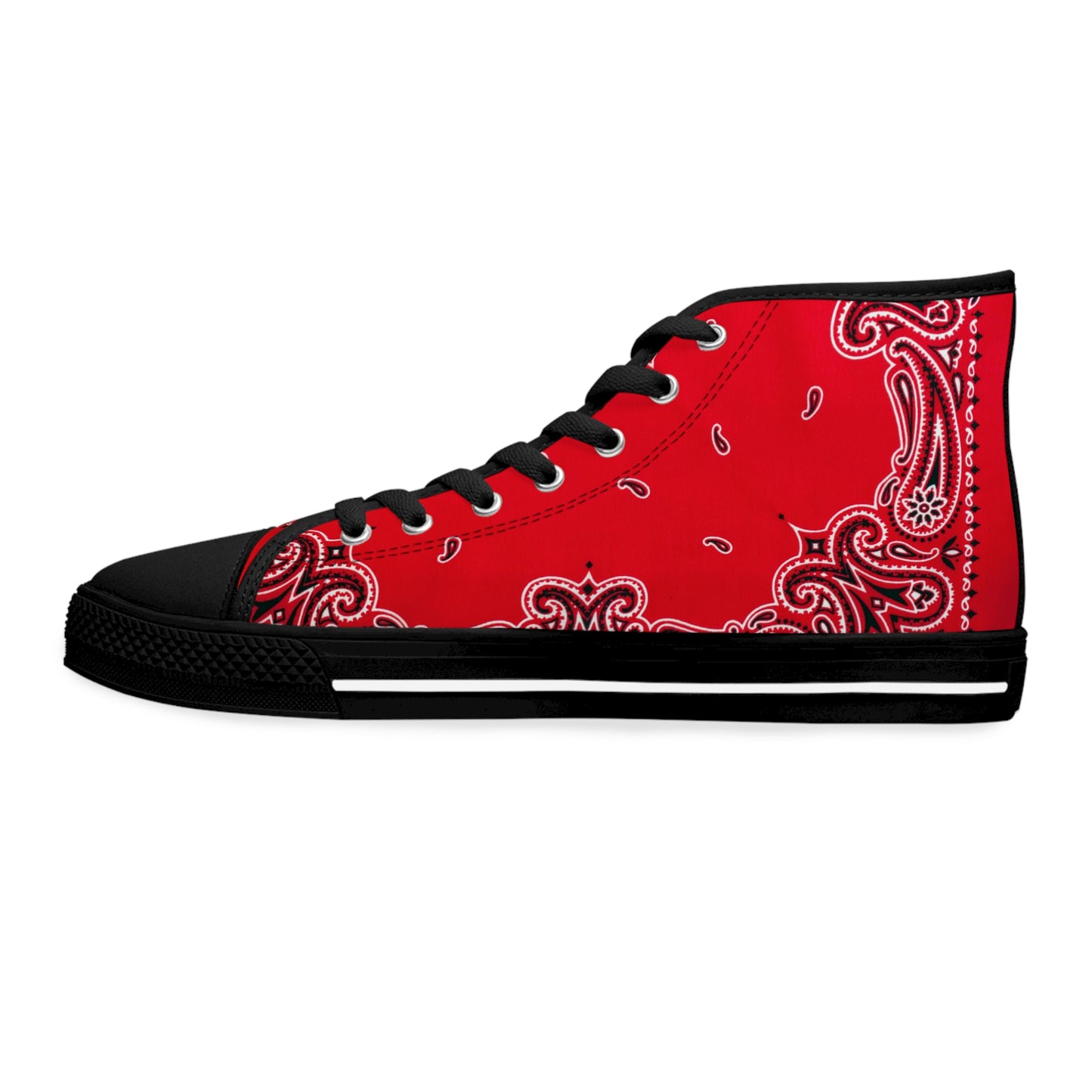 Red Bandana Paisley Print Women's High Top Sneakers