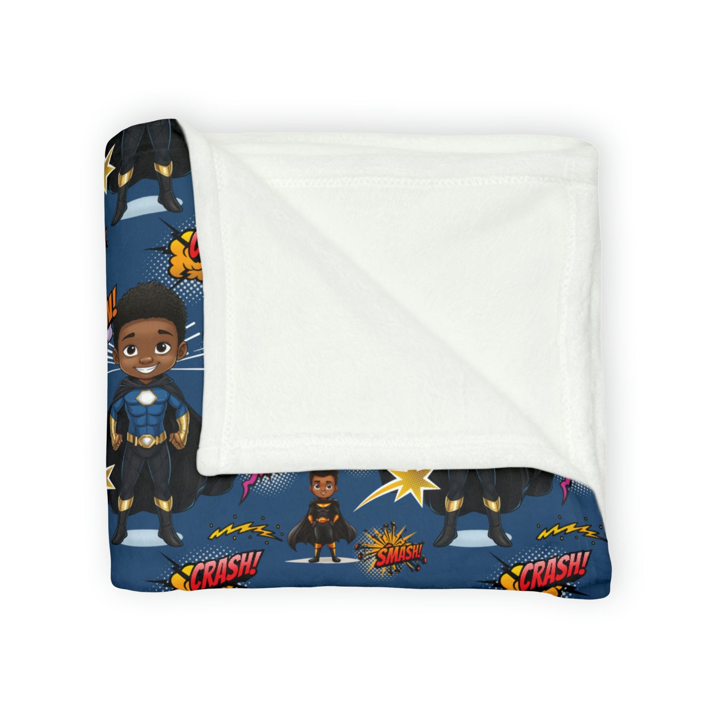 Black Boy Joy Superhero Comic Book Throw Cover, Comic Book African American Boy Superhero Bedroom Decor