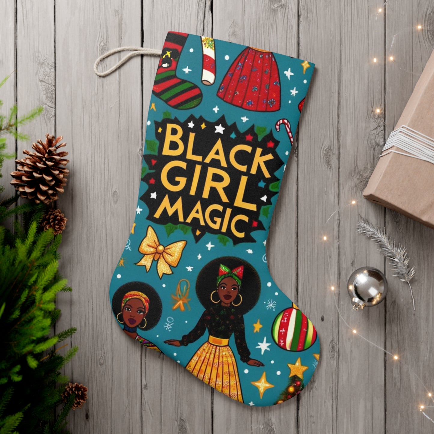 Black Girl Magic Christmas Stocking, Black Queen Holiday Decor