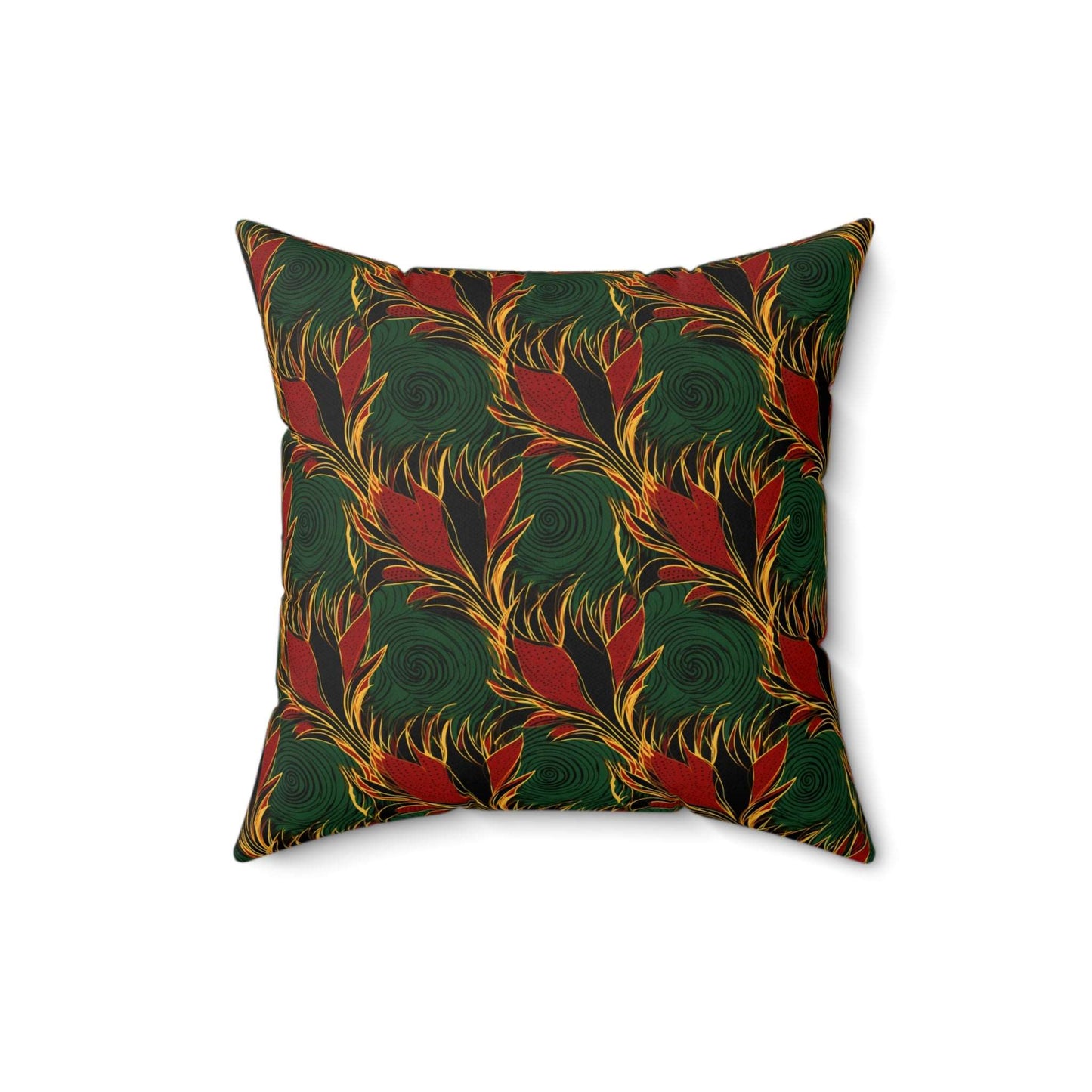 African Wax Print Ankara Home Decor, Green, Gold, Black, Red African Print Pillow