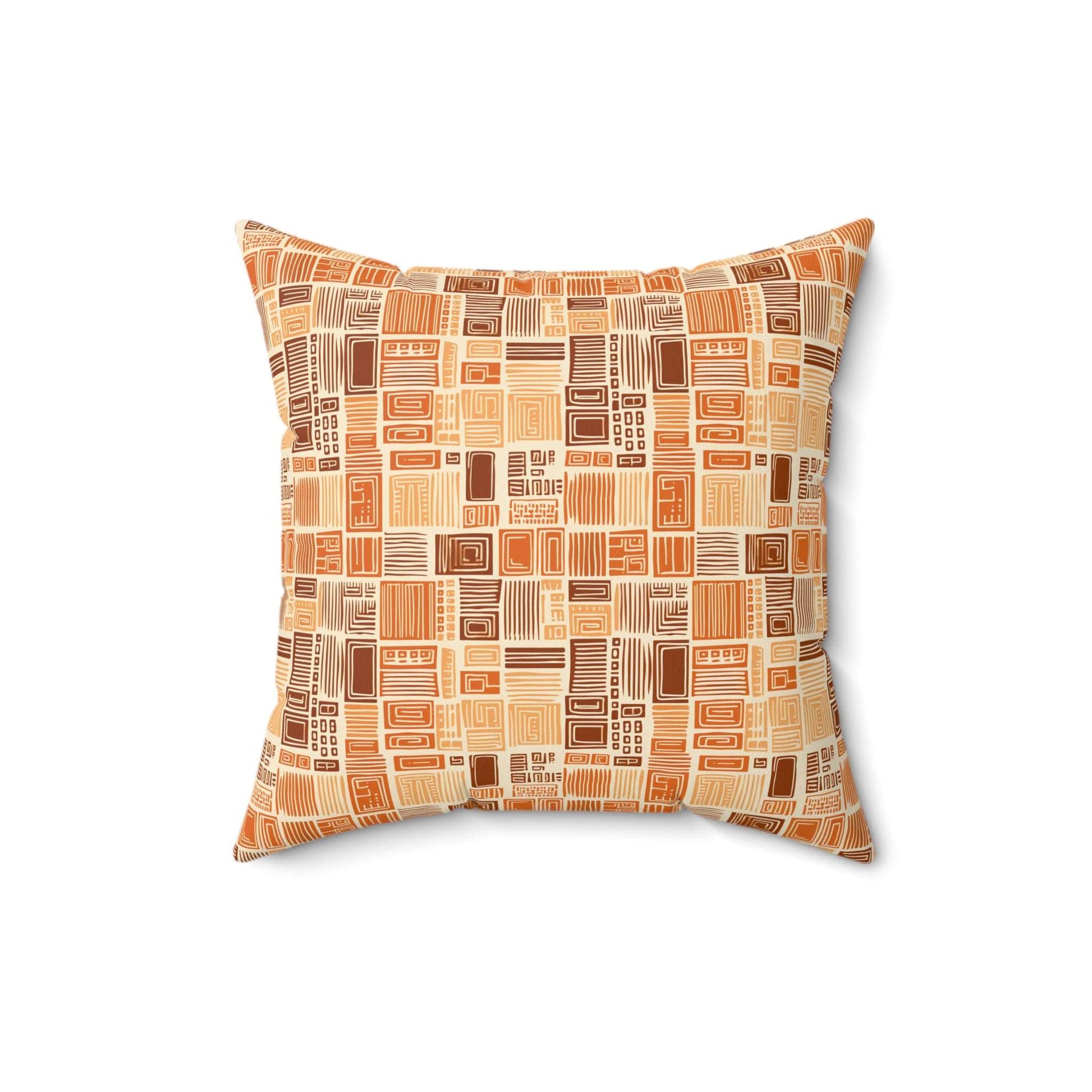 African Print MudCloth Earth Tone Inspired Polyester Square Pillow