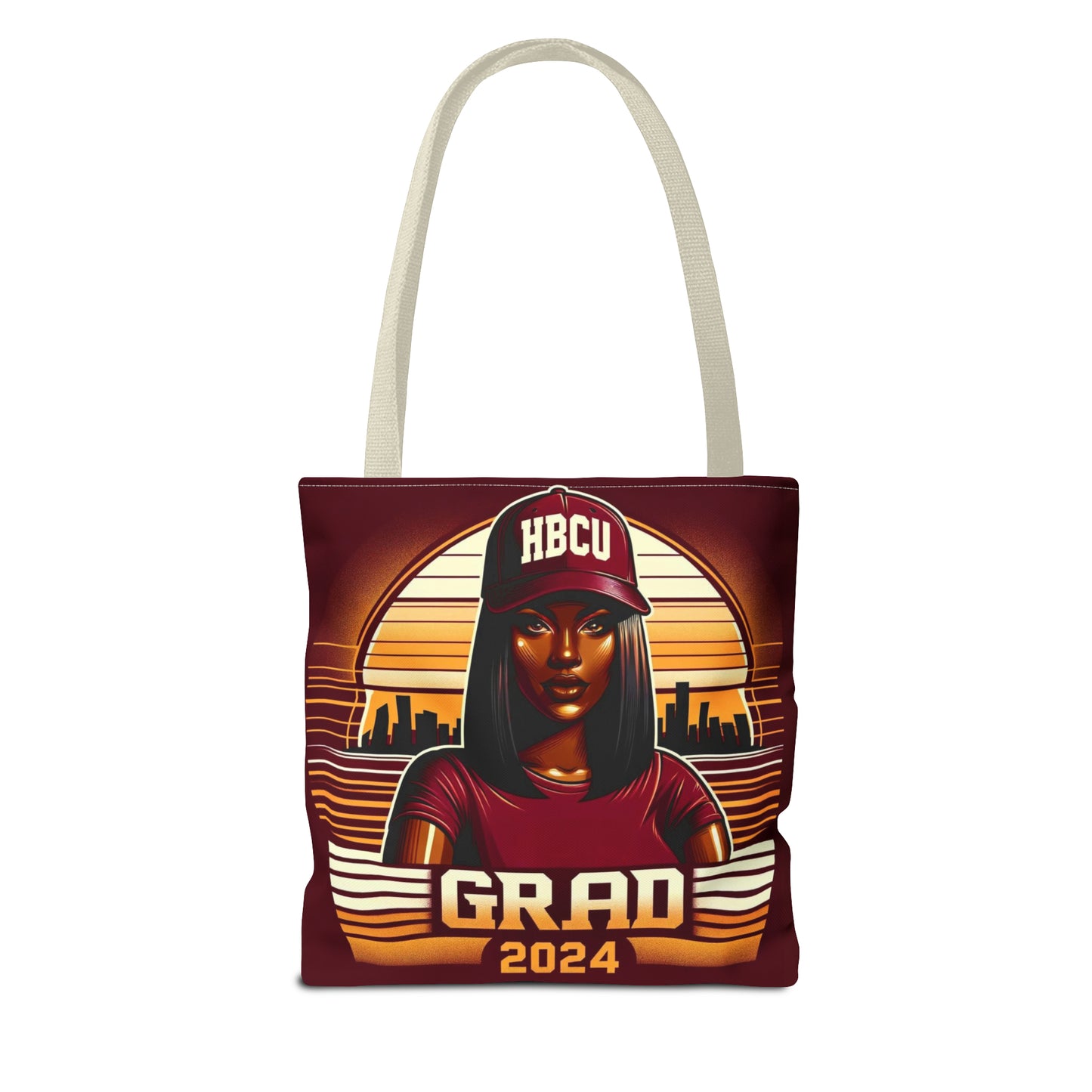 HBCU Grad Pride 2024 Grad Theme Polyester Tote Bag, Class of 2024 Afrocentric Carryall Bag