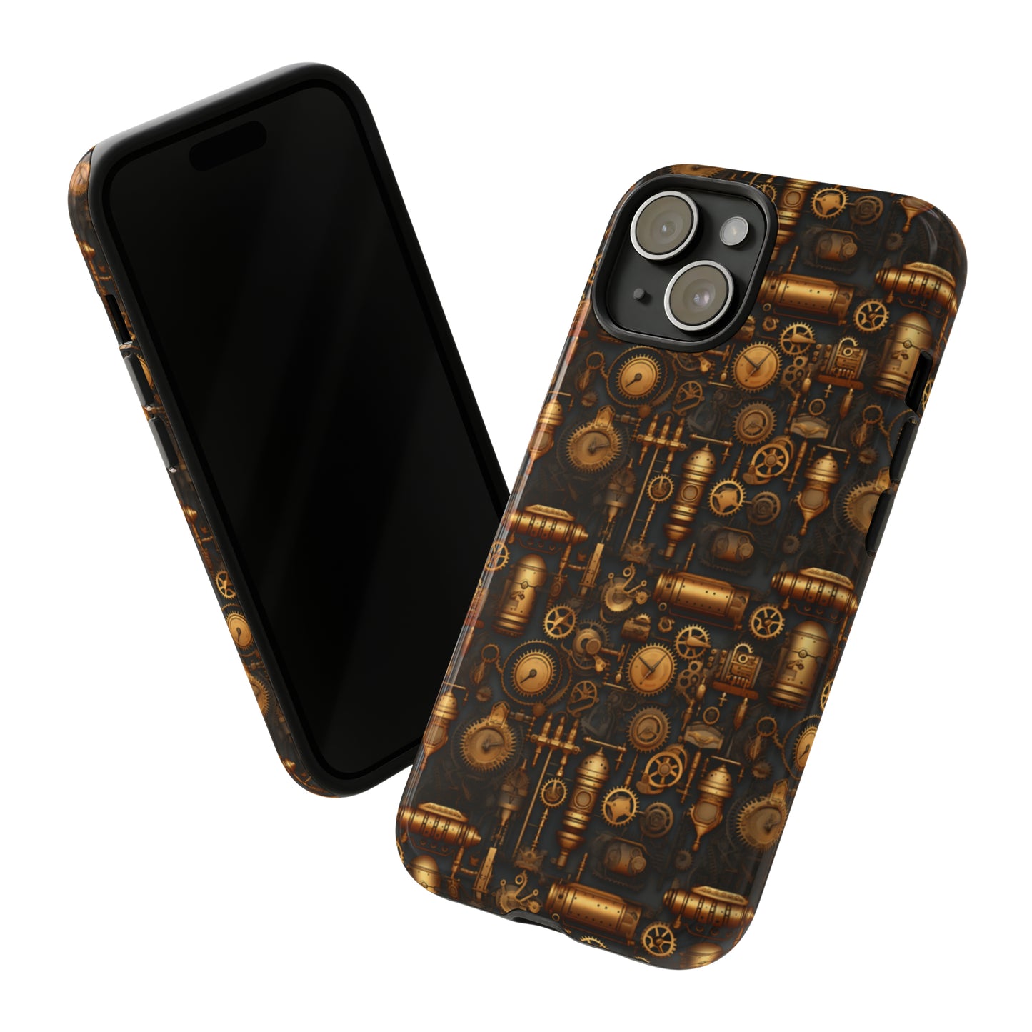 Steampunk Style Tough iPhone 11-15 Case, Victorian Eta Style iPhone Case