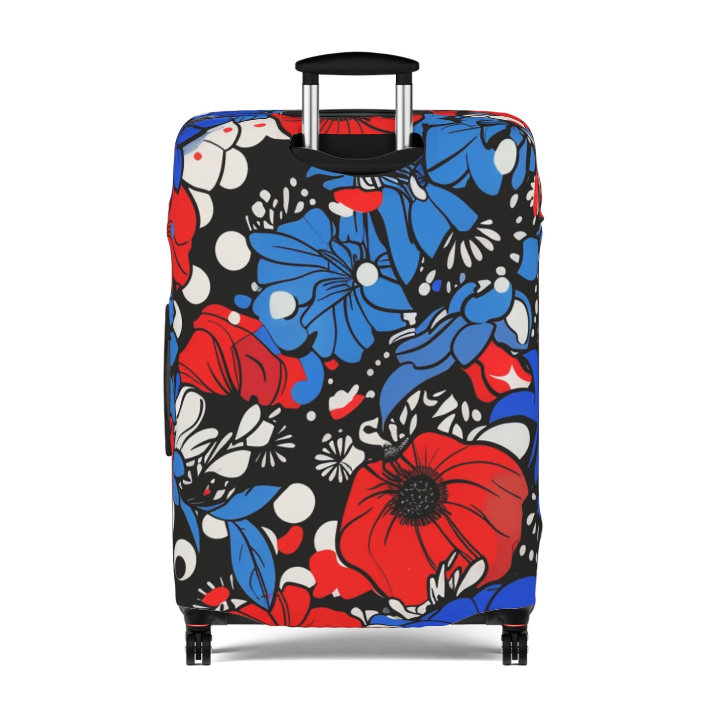 Afrocentric Floral Portrait Luggage Cover, Pop Art Streetwear Black Queen Suitcase Protector