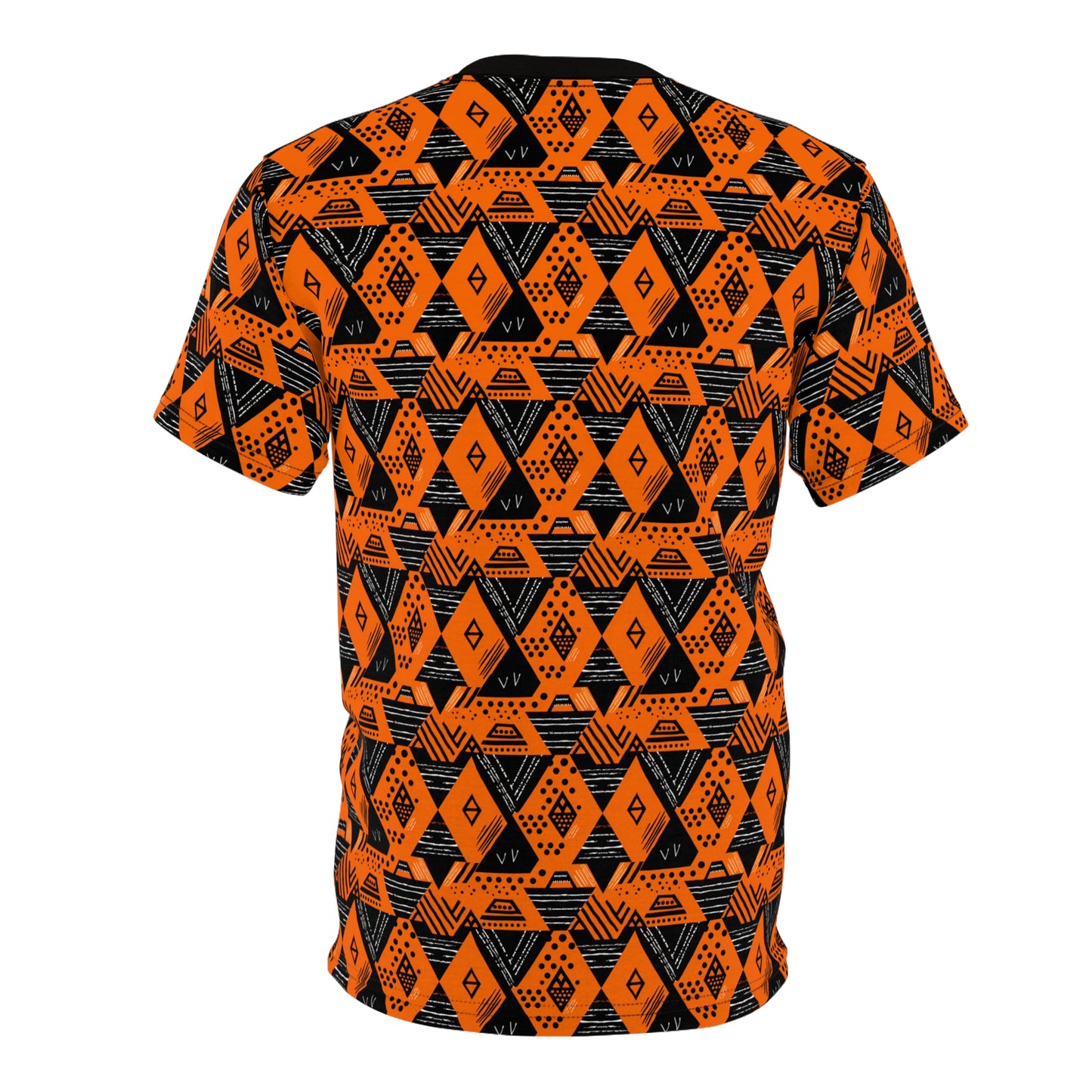 Orange African Mud Cloth Print Men's T-Shirt | Lightweight & Breathable