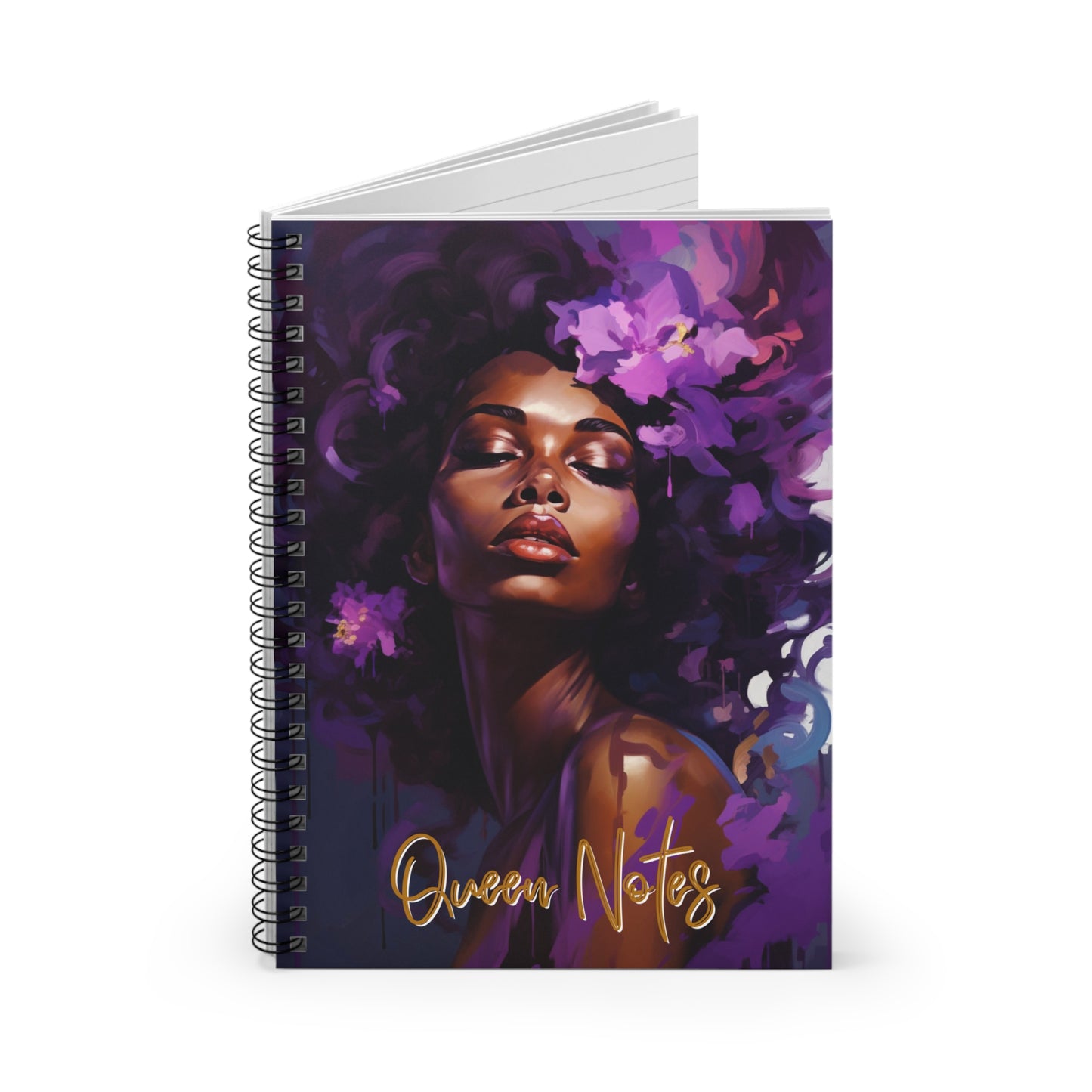 African Woman Art Queen Inspired Notebook , Art Nouveau Purple Notebook