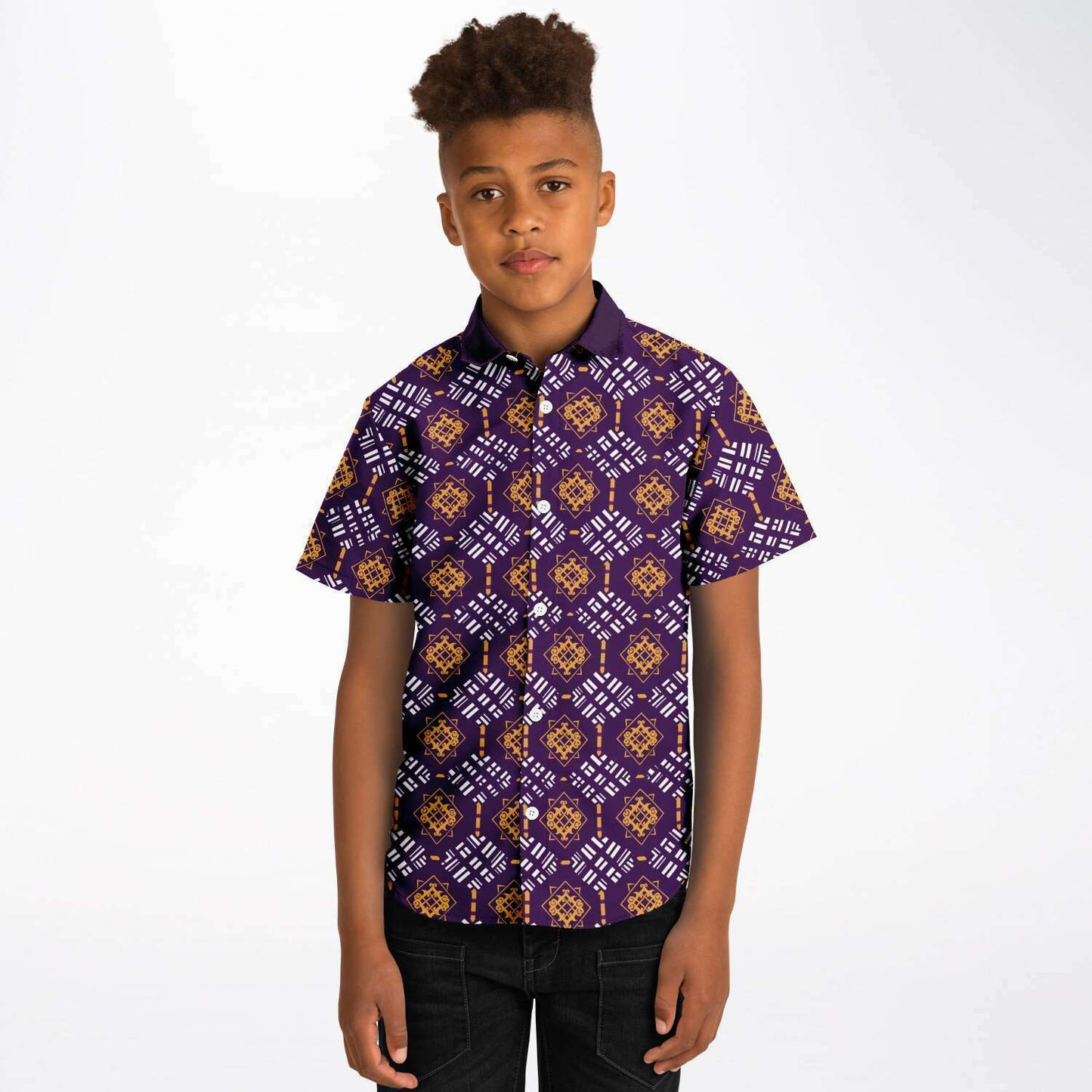 Omega Psy Phi "Que" Inspired African Print Kids Button Up Shirt