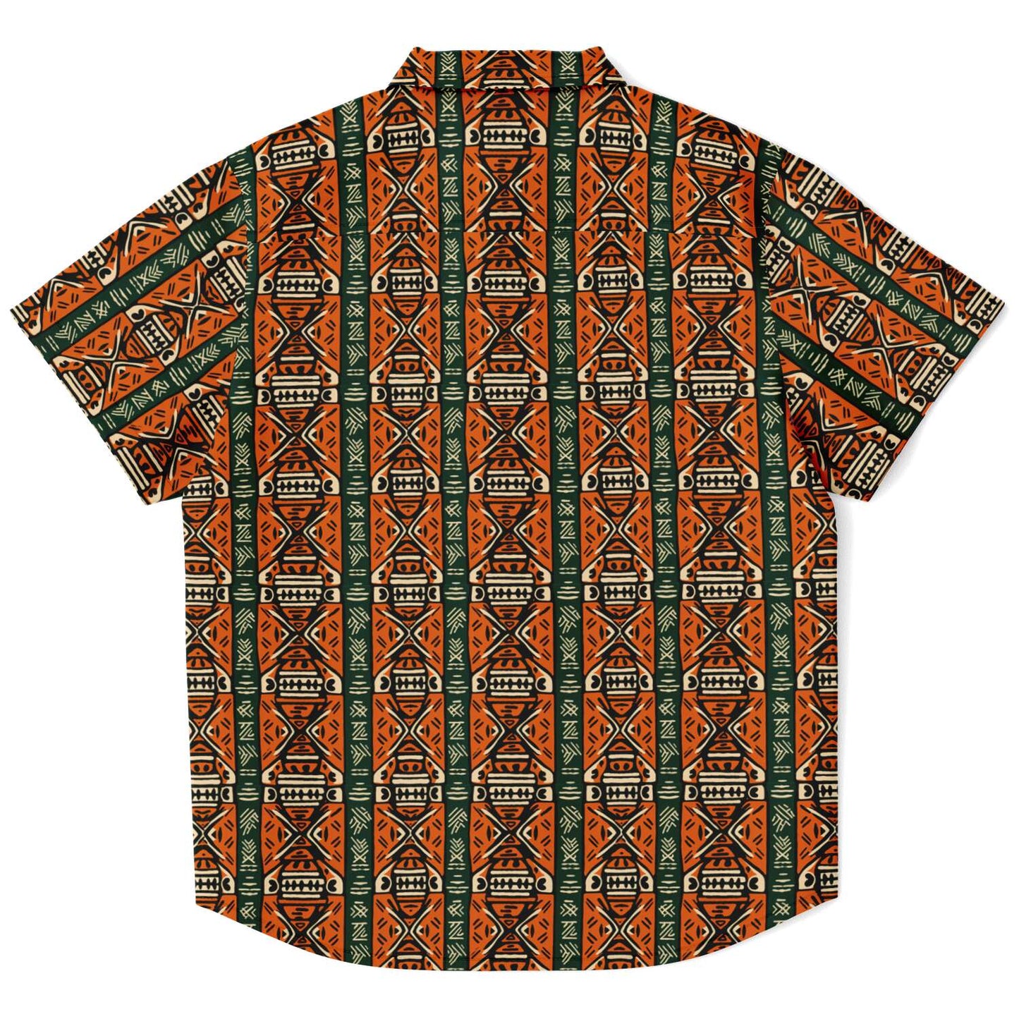 Green & Orange Traditional African Mud Cloth Boys Button Down Shirt