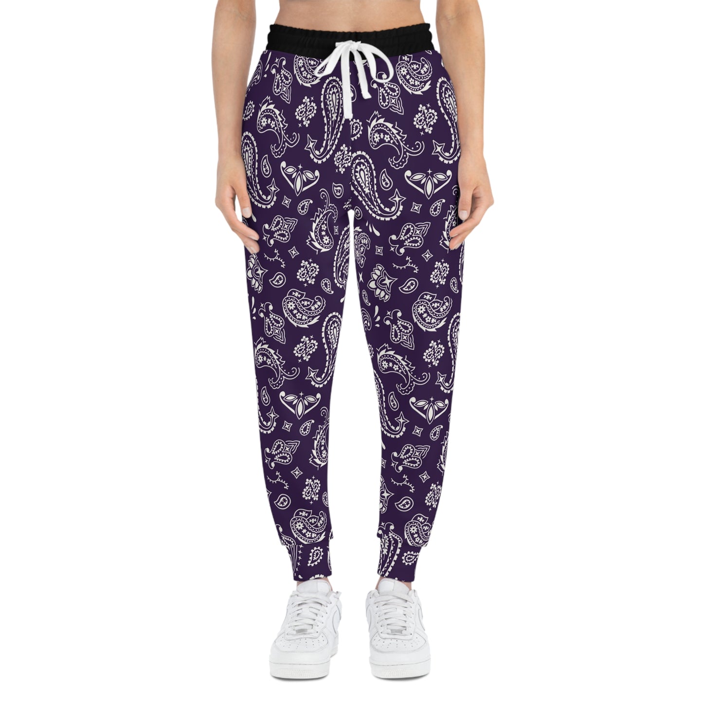 Purple Bandana Print Joggers, Purple Queen Themed Joggers