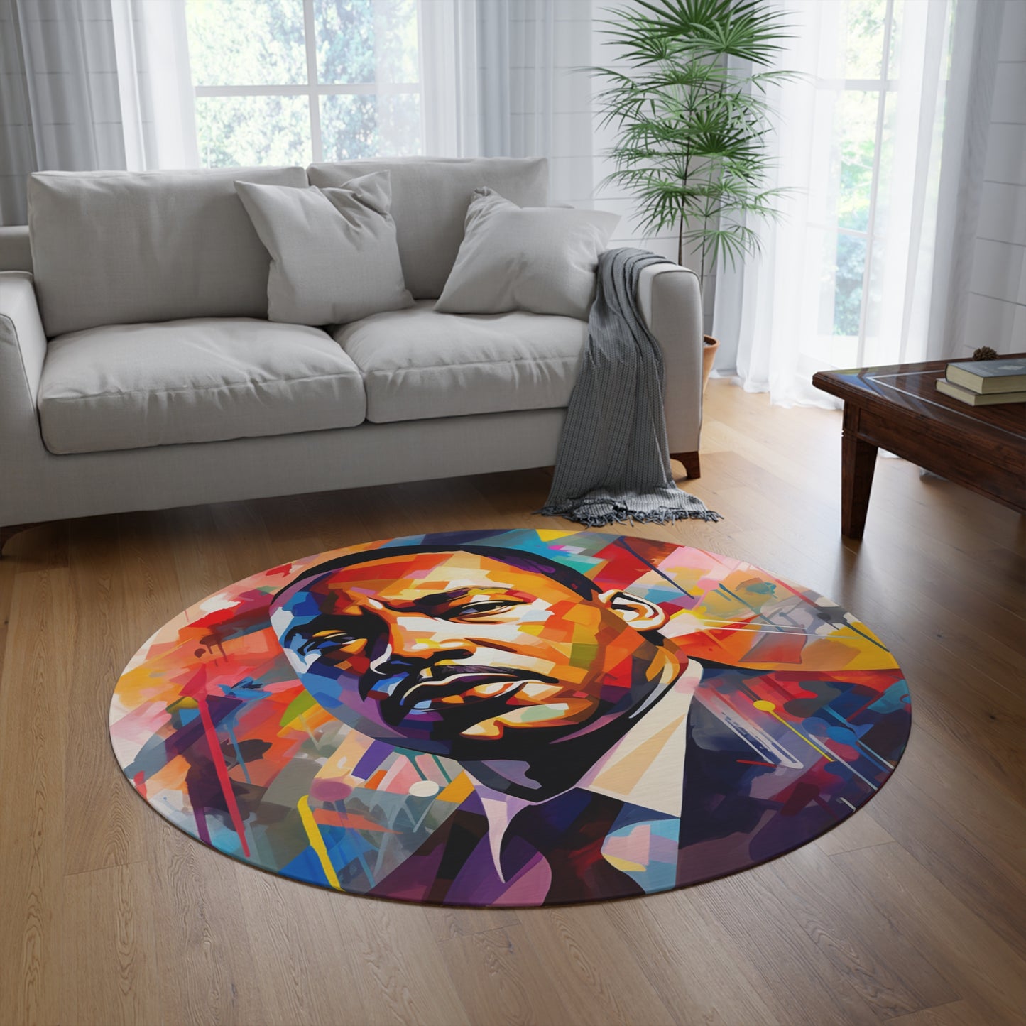 Martin Luther King (MLK) Artistic 60” Inch Round Indoor Rug,  Civil Rights Icon Room Decor