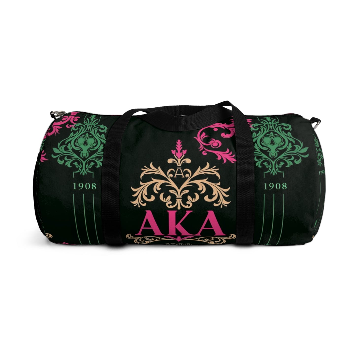 AKA Sorority Pink & Green Duffel Bag, Greek Life Small or Large, Durable and Lightweight Overnight Bag