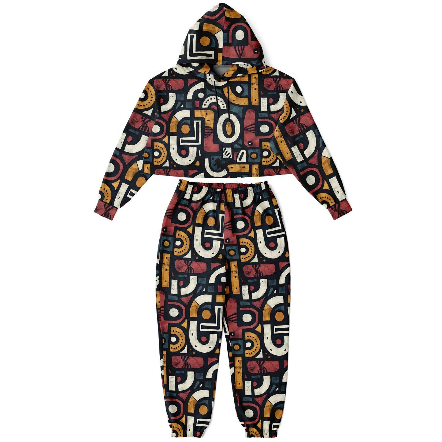 Women's Afropunk Urban Graffiti Art Jogger Set,  Ethnic Athletic Dance Set