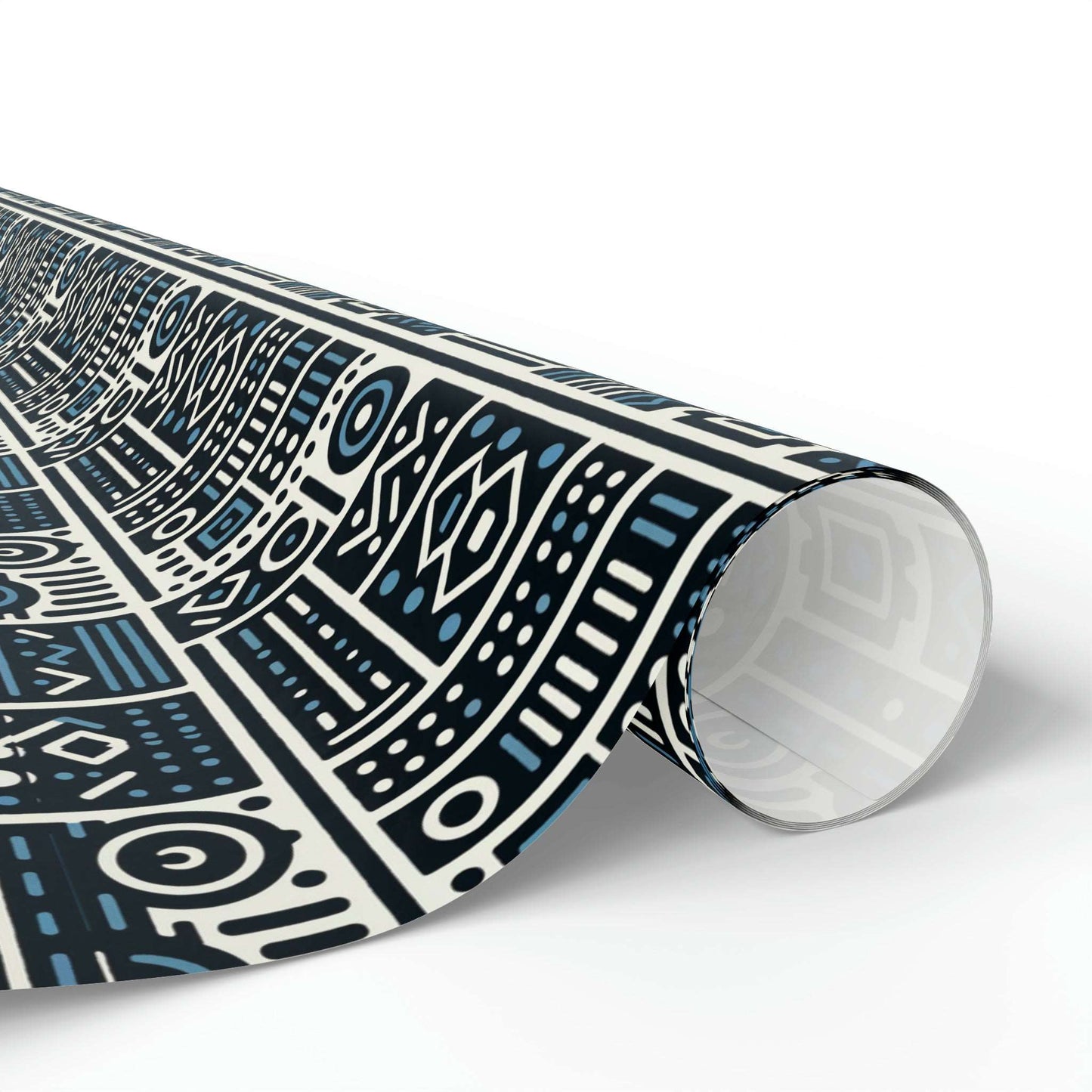 African Mud Cloth Blue, White & Black Wrapping Paper,  African Bogolan Gift Wrap