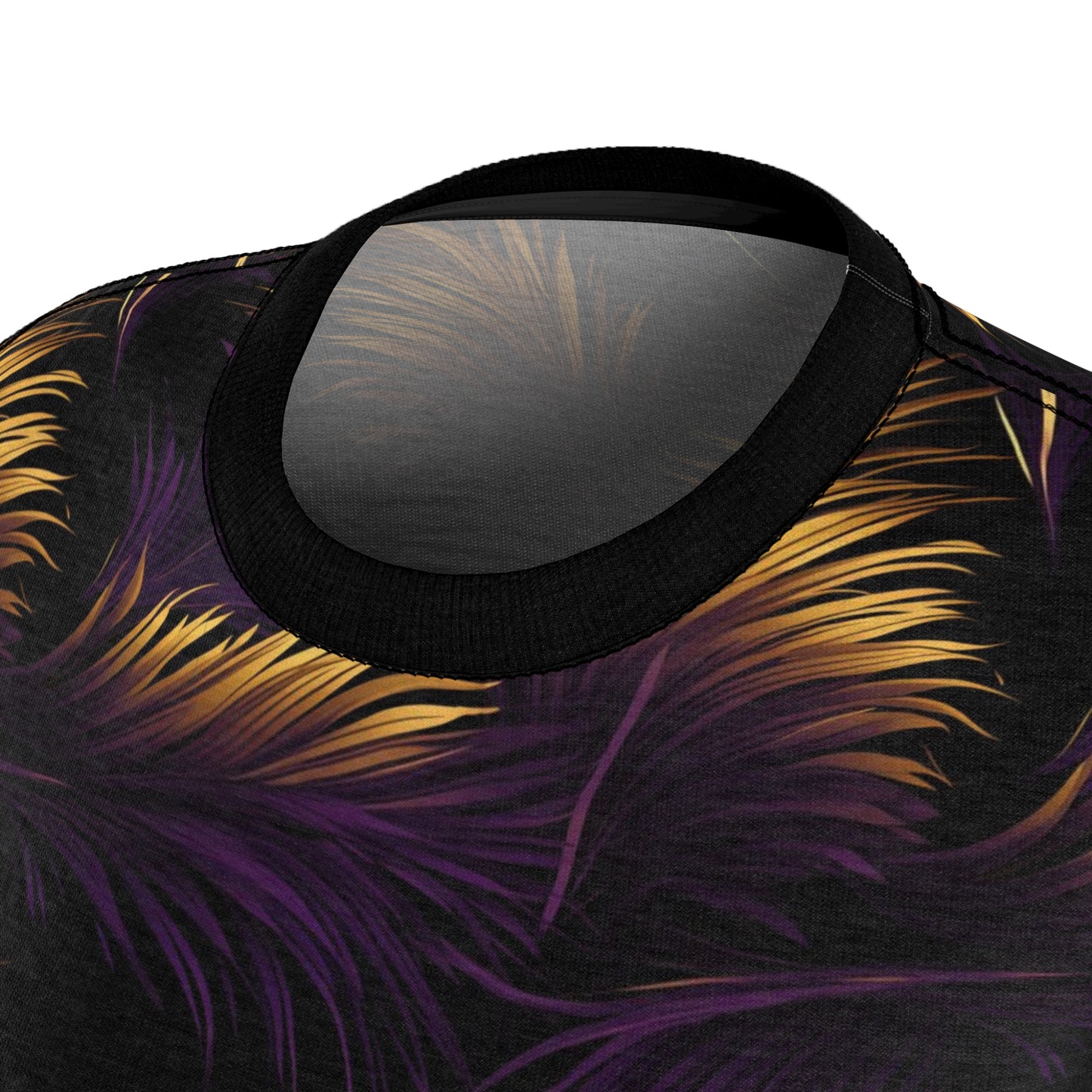 Mystic Bronze Palm Leaves Women's Shirt, Exquisite Purple and Gold Leaf T-Shirt for Women, Trendy botanical artwork Inspired T-Shirt