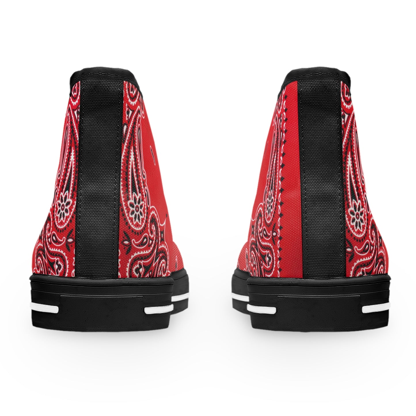 Red Bandana Paisley Print Women's High Top Sneakers