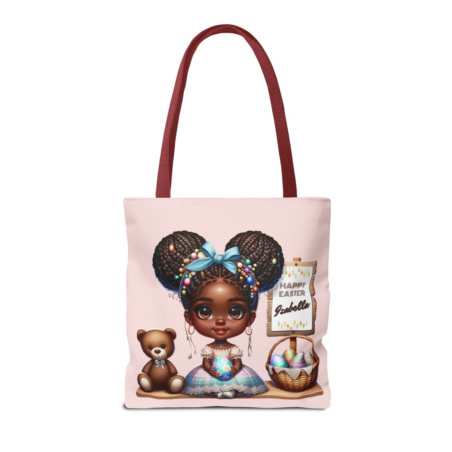 Personalized Easter Tote Bag for Young Black Girls, Customizable Easter Gift