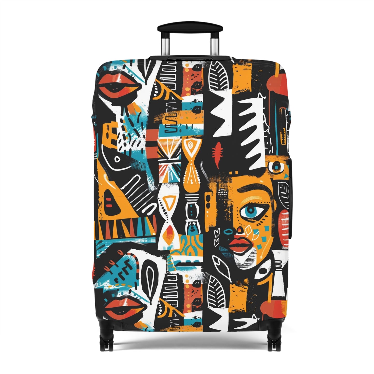 African Tribal Art Luggage Cover, Ethnic Print Suitcase Protector