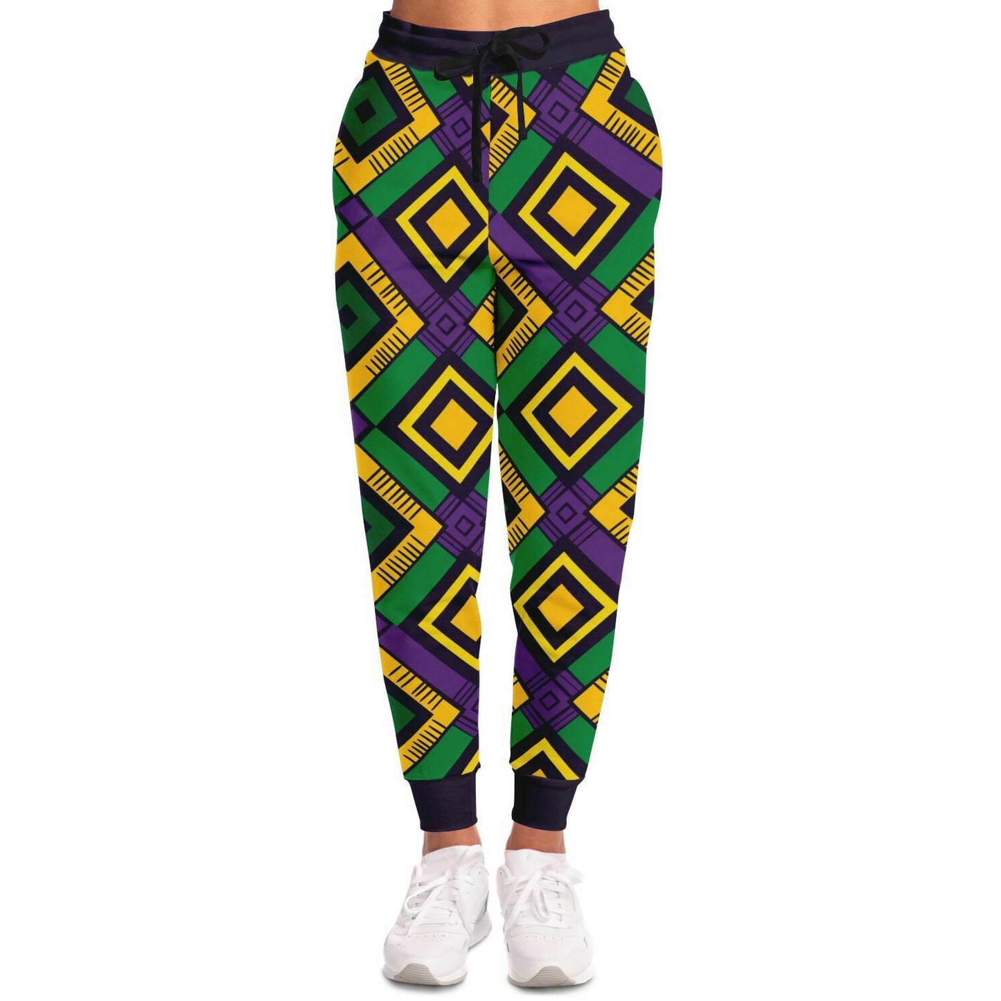 Athletic African Kente Mardi Gras Unisex Joggers, Festive Carnival Themed Pants