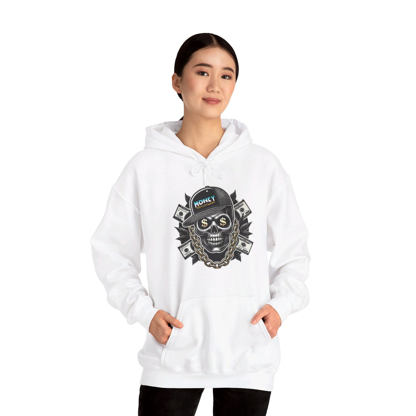 Big Baller Menacing Skull "Money Department" Hoodie, Unisex Urban Streetwear Sweatshirt