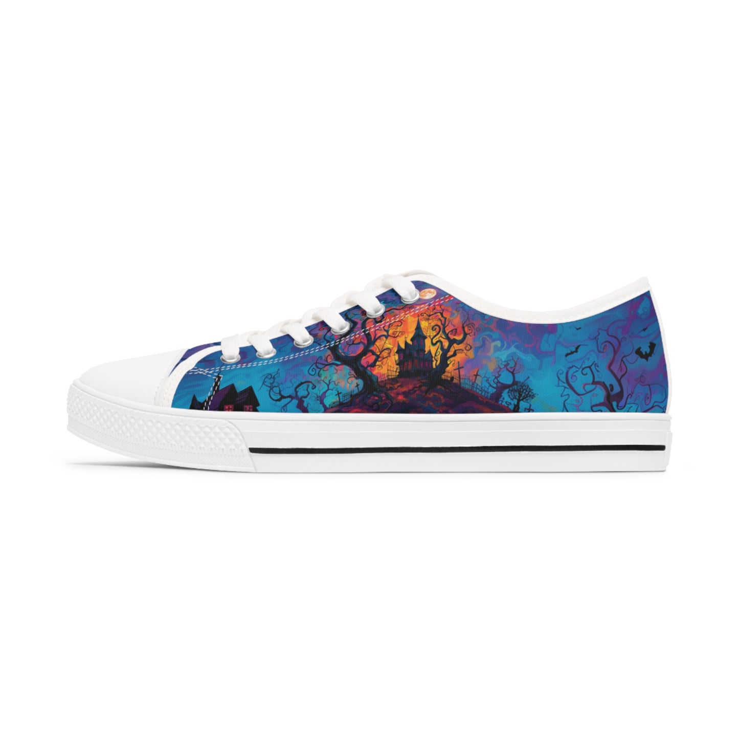 Halloween Low Top Sneakers - Dual Print Design, Women's Breathable Canvas Shoes with Memory Foam Insoles