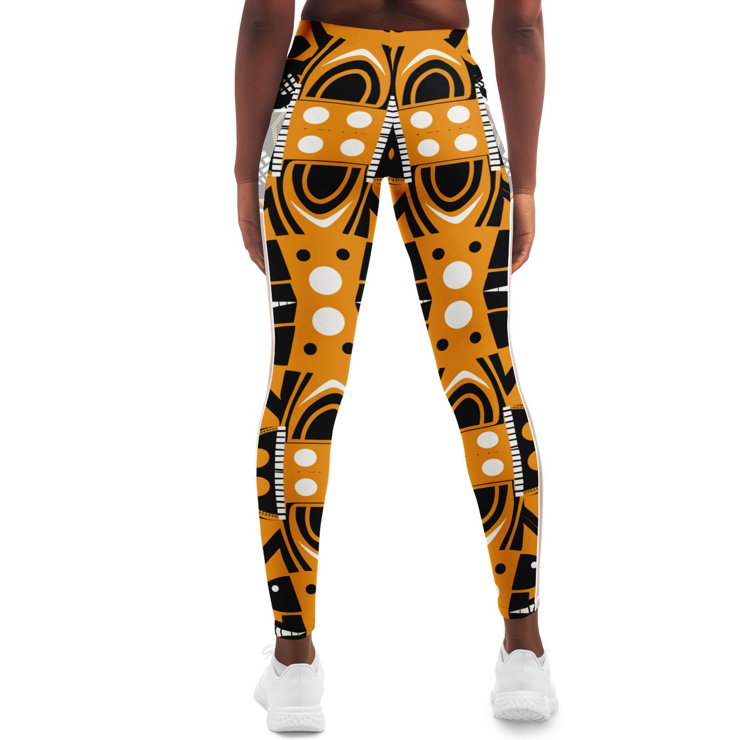 African Print Mesh Pocket Leggings, African Print Athleisure